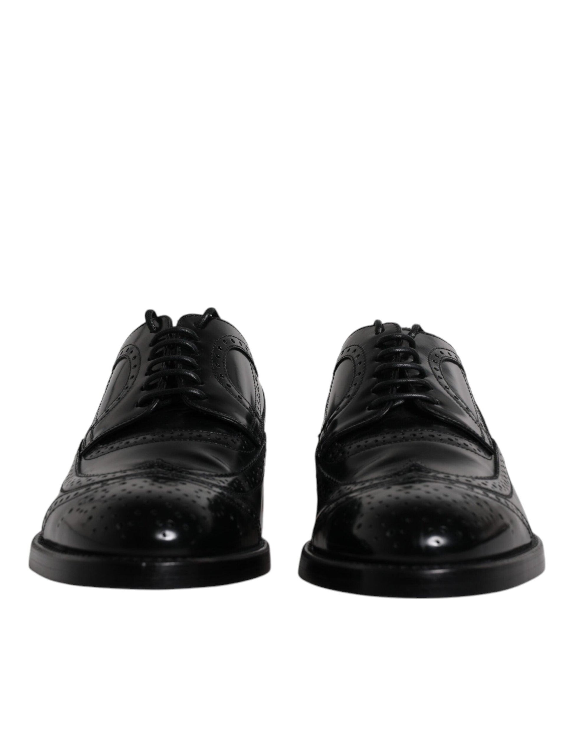 Dolce & Gabbana Black Leather Derby Wingtip Formal Shoes - Arichezz.store