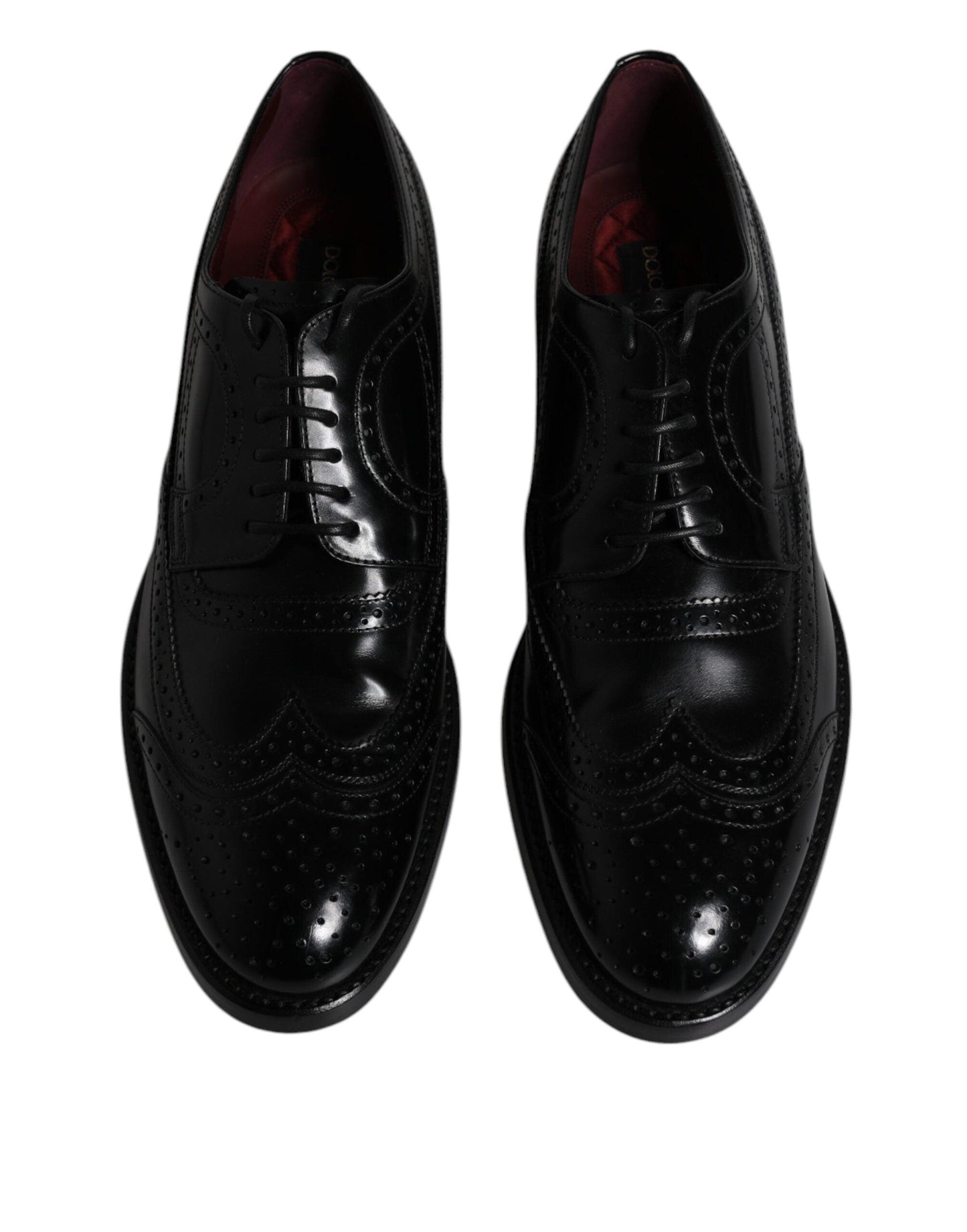 Dolce & Gabbana Black Leather Derby Wingtip Formal Shoes - Arichezz.store