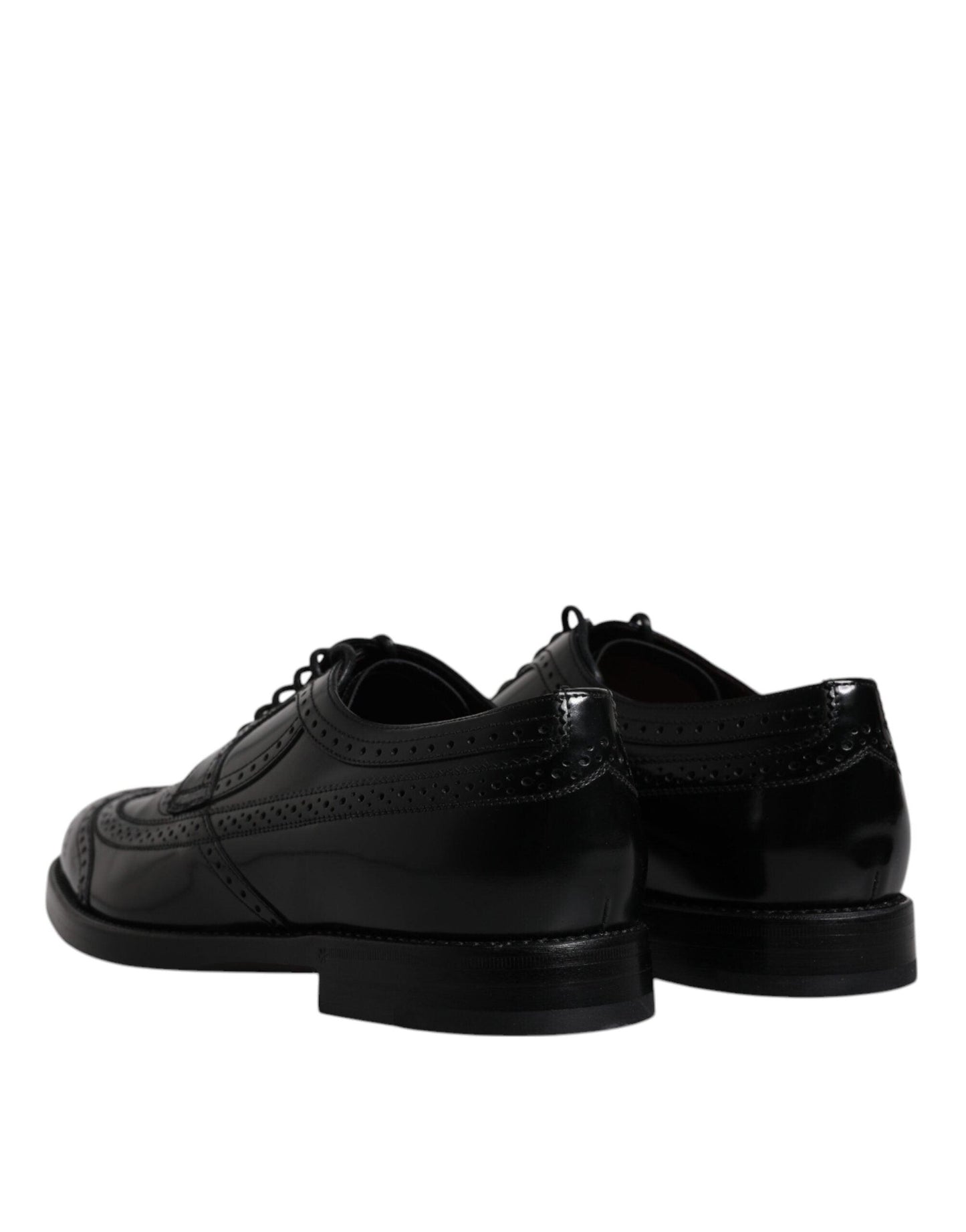 Dolce & Gabbana Black Leather Derby Wingtip Formal Shoes - Arichezz.store