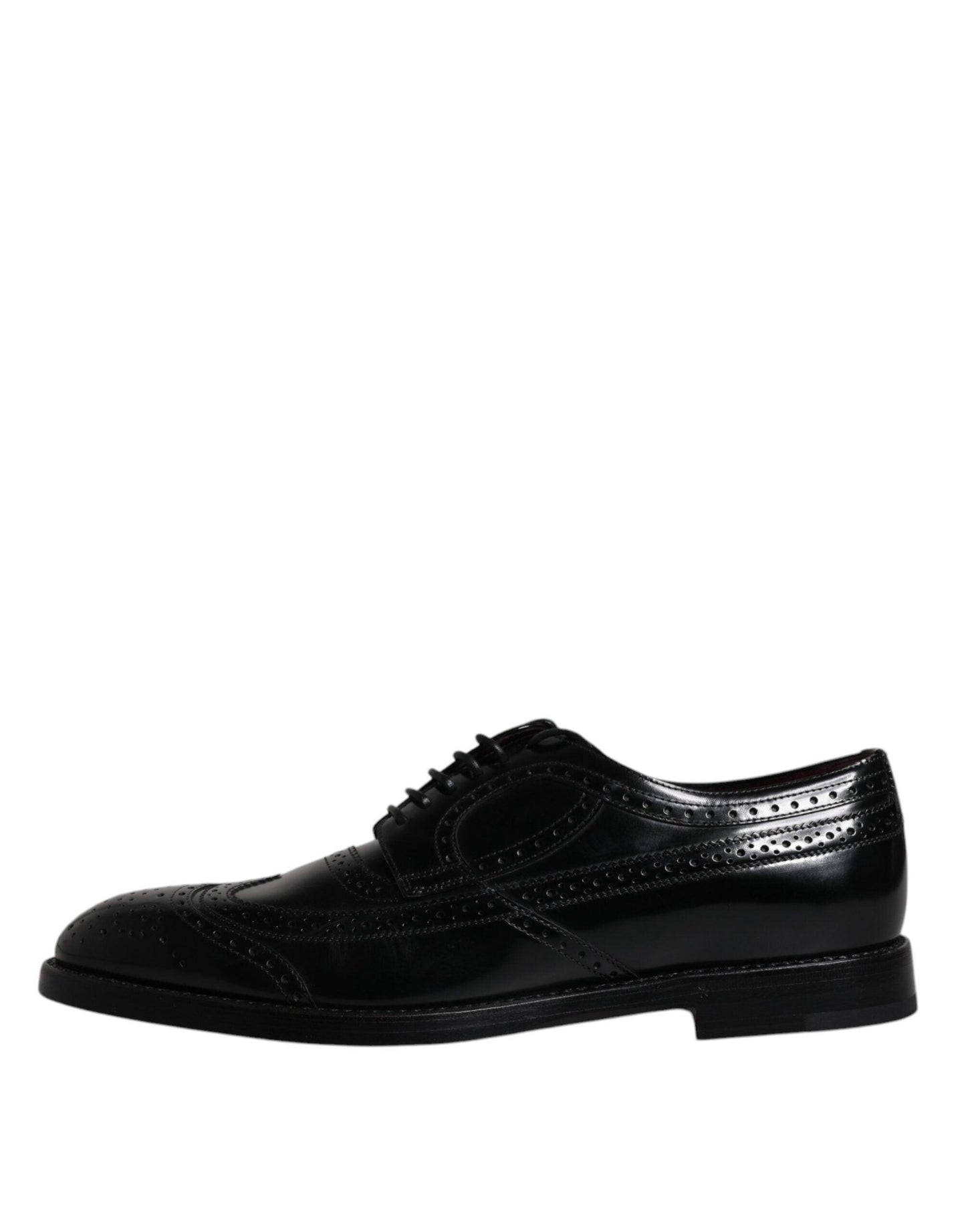 Dolce & Gabbana Black Leather Derby Wingtip Formal Shoes - Arichezz.store