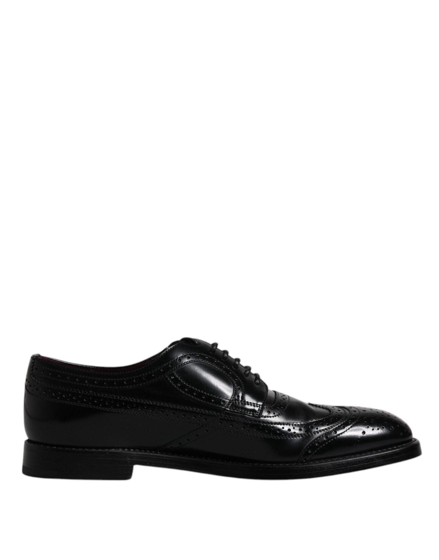 Dolce & Gabbana Black Leather Derby Wingtip Formal Shoes - Arichezz.store