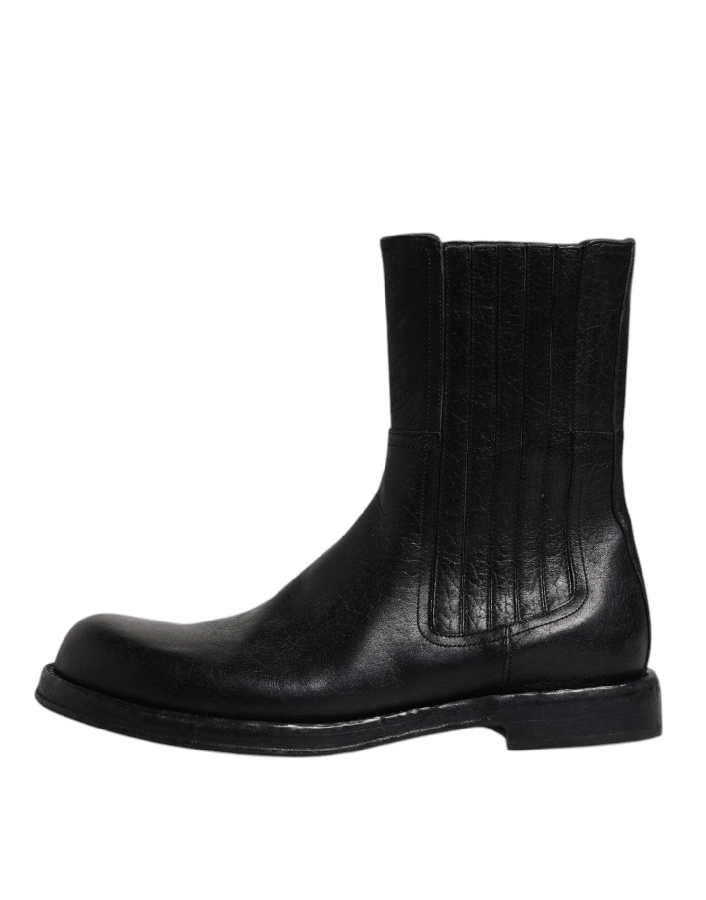 Dolce & Gabbana Black Horse Leather Mid Calf Boots Shoes - Arichezz.store