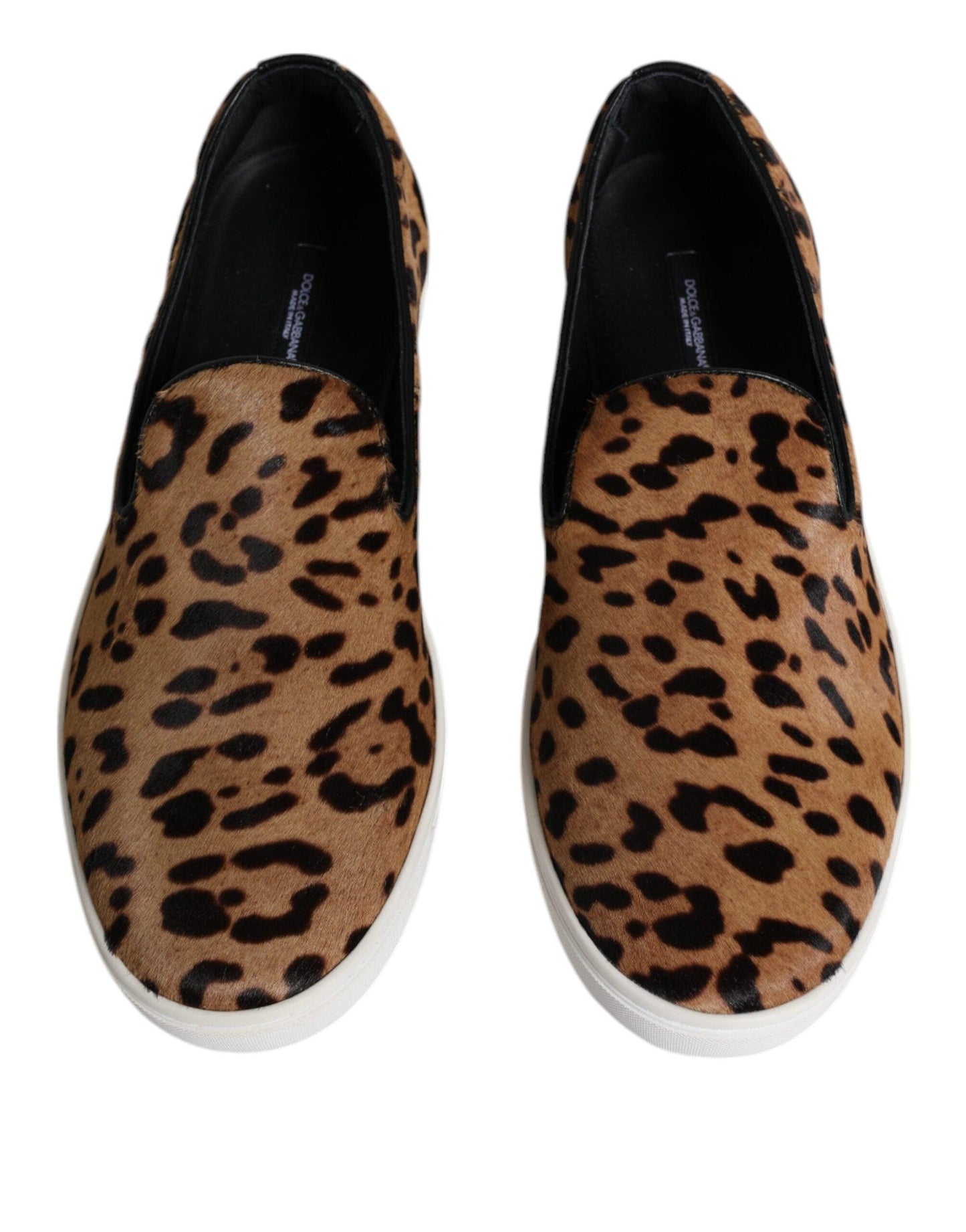 Dolce & Gabbana Brown Calfskin Fur Leopard Men Sneakers Shoes - Arichezz.store