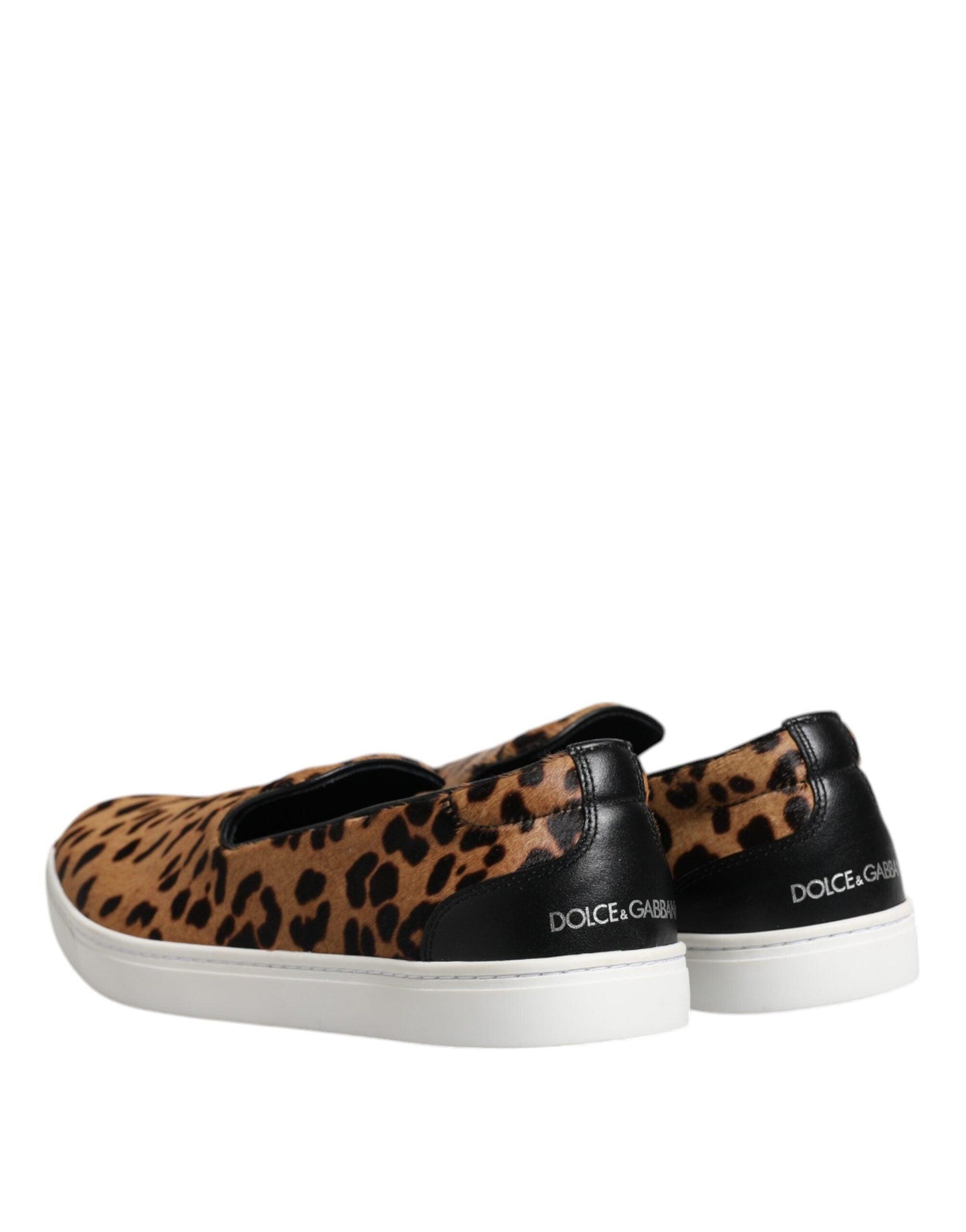 Dolce & Gabbana Brown Calfskin Fur Leopard Men Sneakers Shoes - Arichezz.store