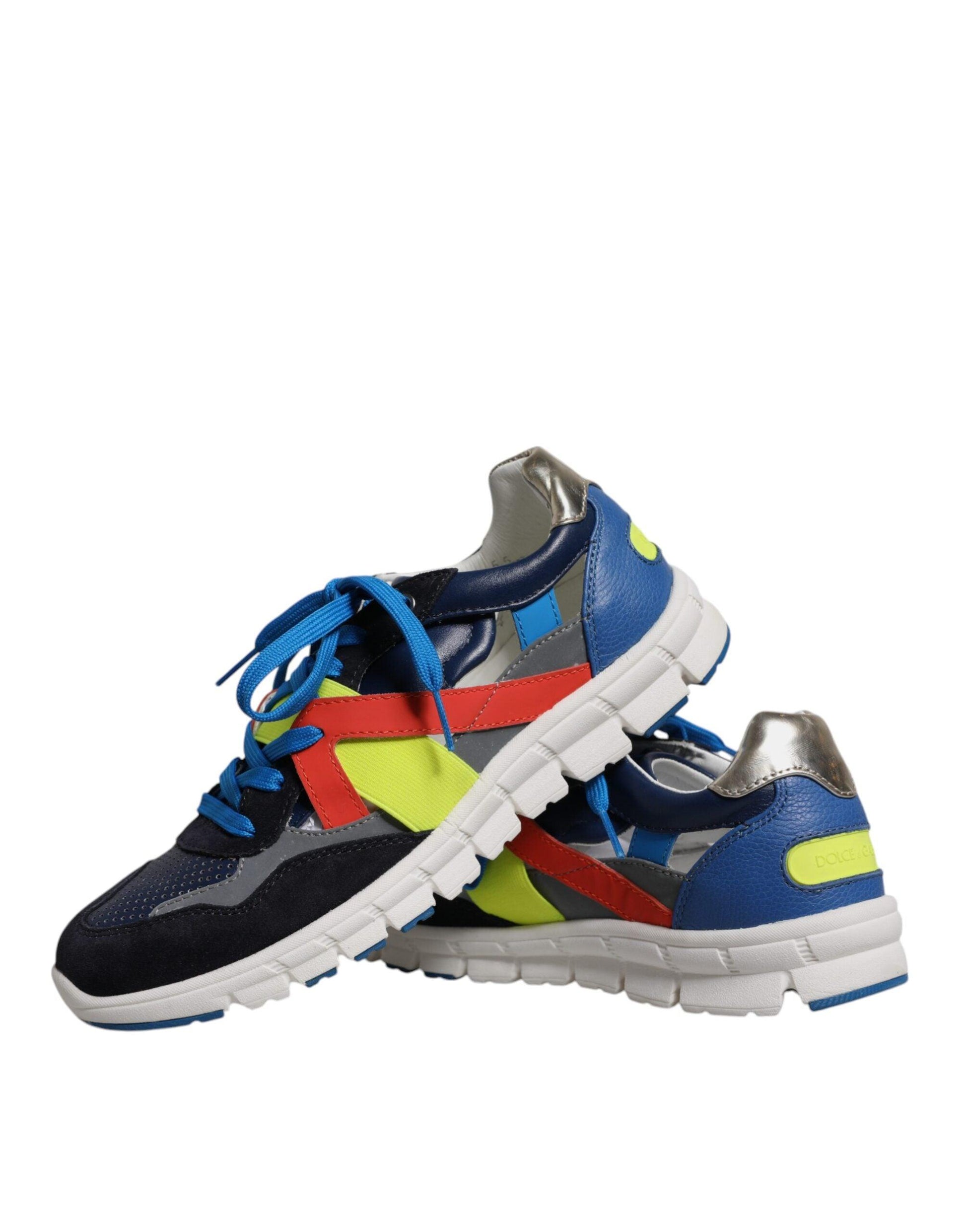 Dolce & Gabbana Multicolor Leather Suede Low Top Sneakers Shoes - Arichezz.store