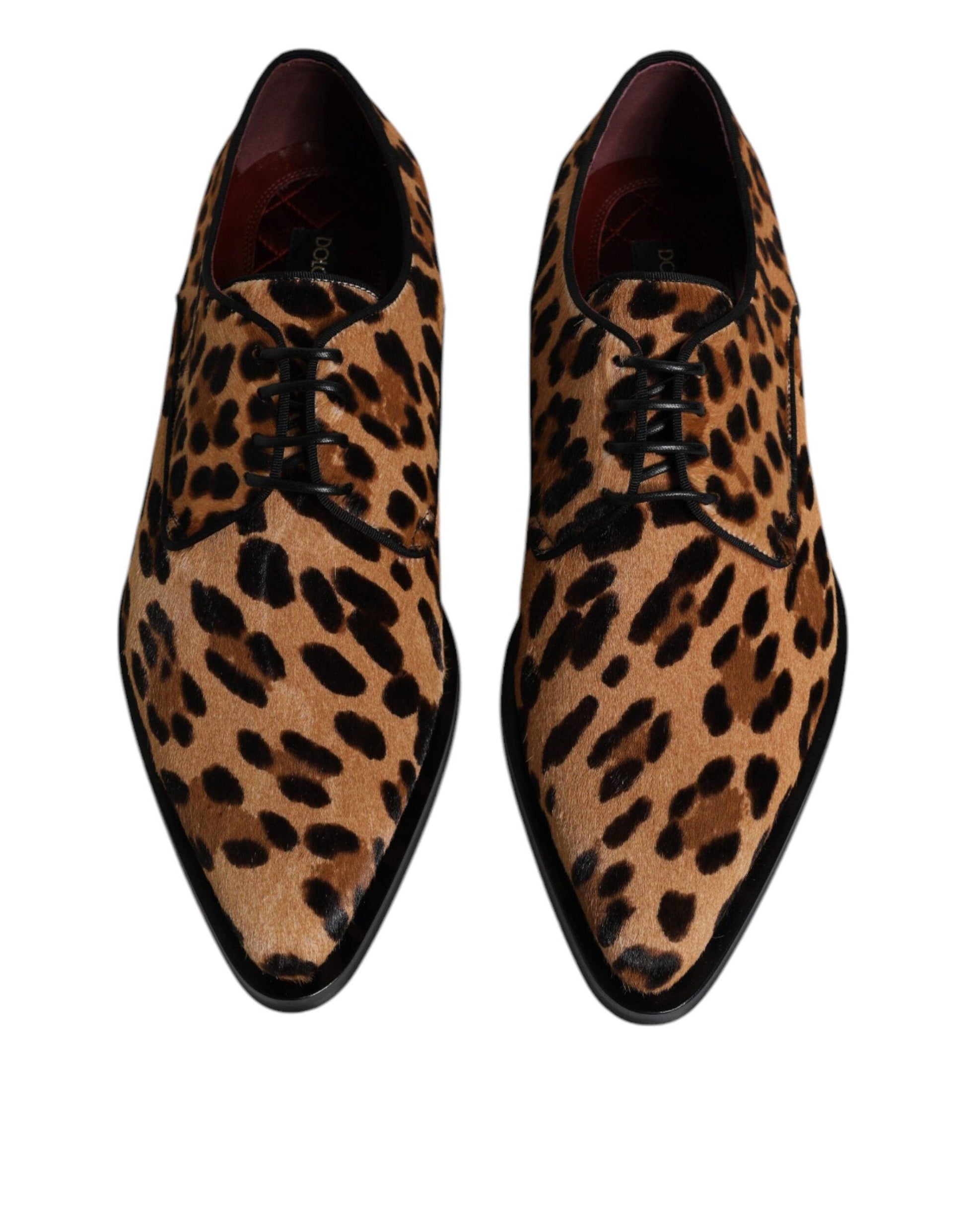 Dolce & Gabbana Brown Leopard Derby Formal Men Dress Shoes - Arichezz.store