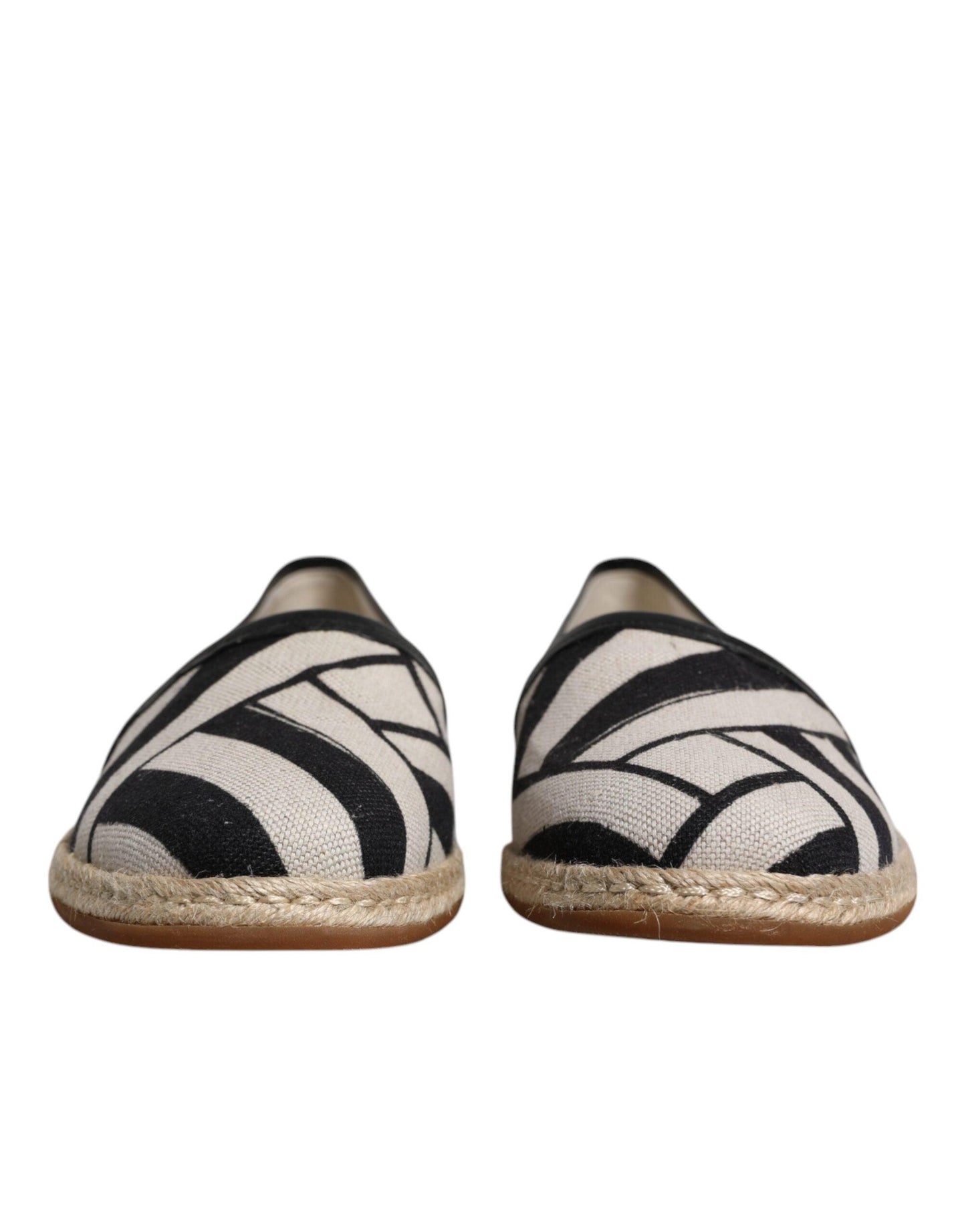 Dolce & Gabbana Black White Stripes Slip On Espadrille Shoes - Arichezz.store