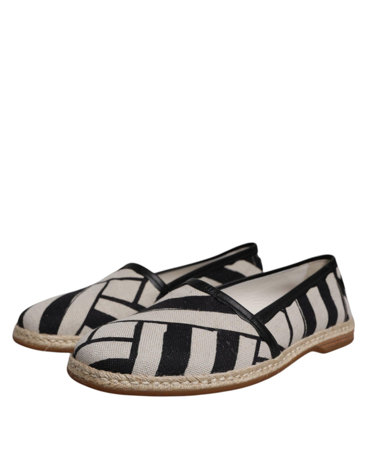 Dolce & Gabbana Black White Stripes Slip On Espadrille Shoes - Arichezz.store