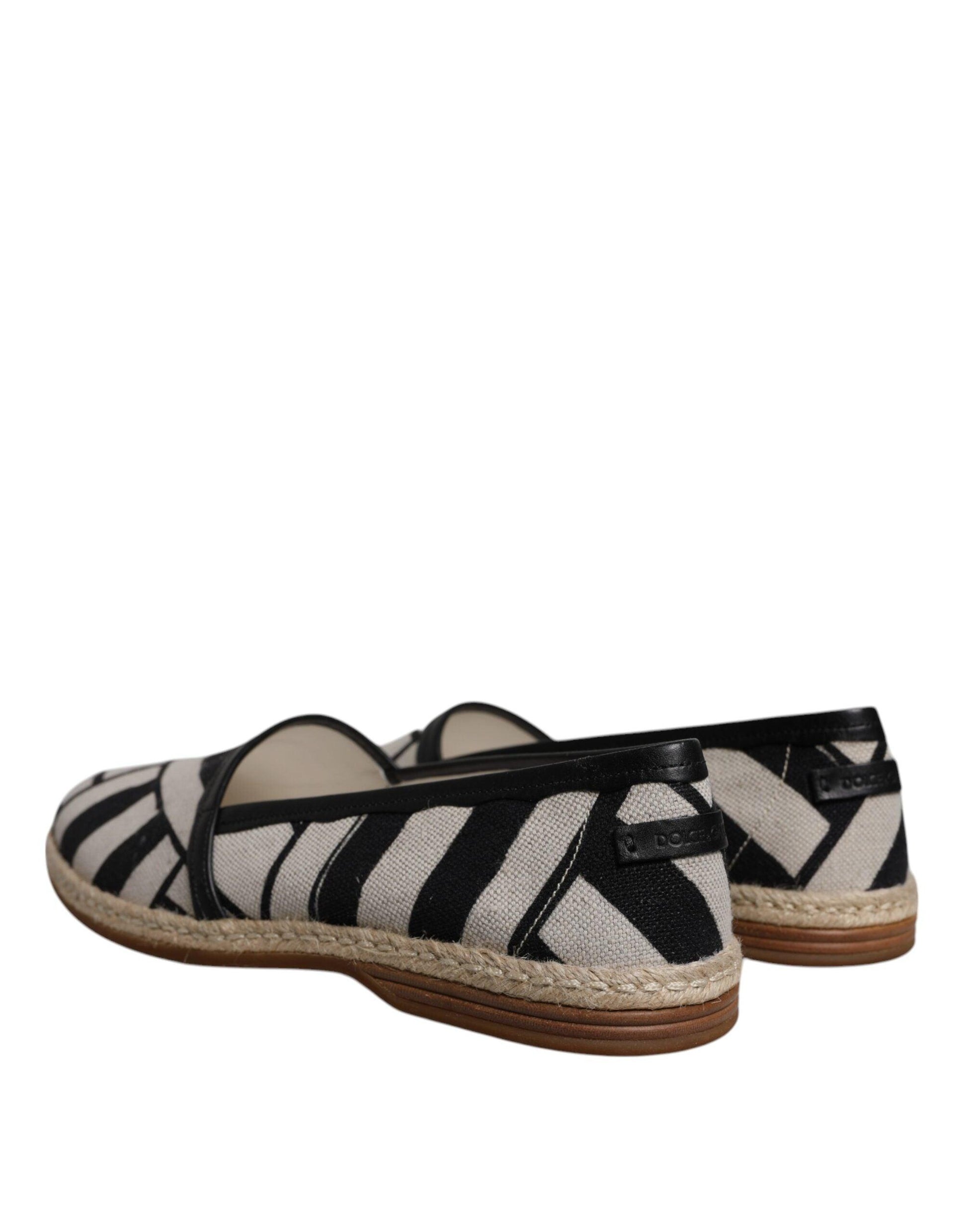 Dolce & Gabbana Black White Stripes Slip On Espadrille Shoes - Arichezz.store