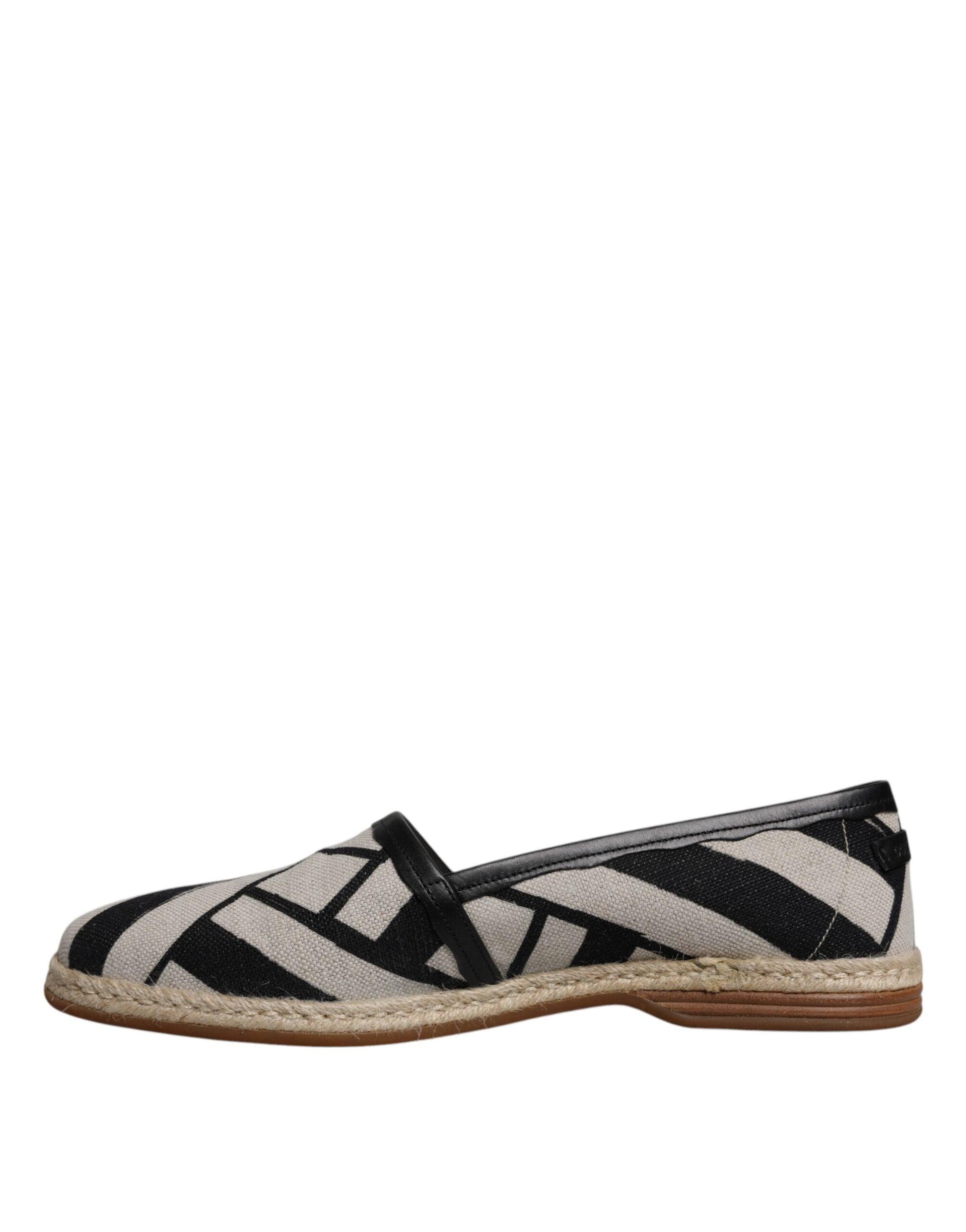 Dolce & Gabbana Black White Stripes Slip On Espadrille Shoes - Arichezz.store