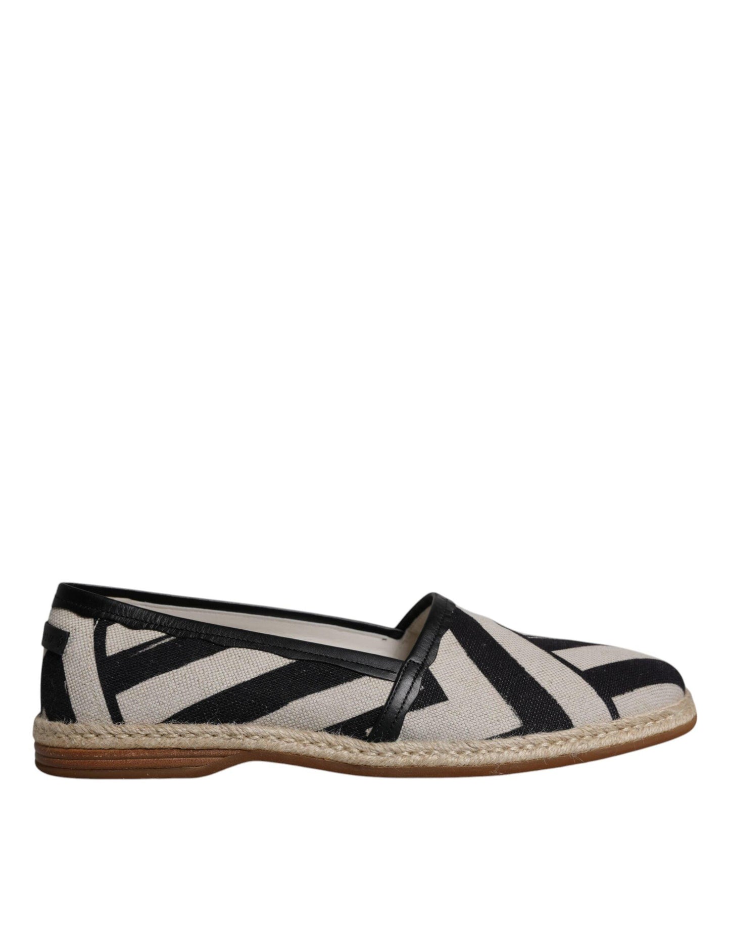 Dolce & Gabbana Black White Stripes Slip On Espadrille Shoes - Arichezz.store