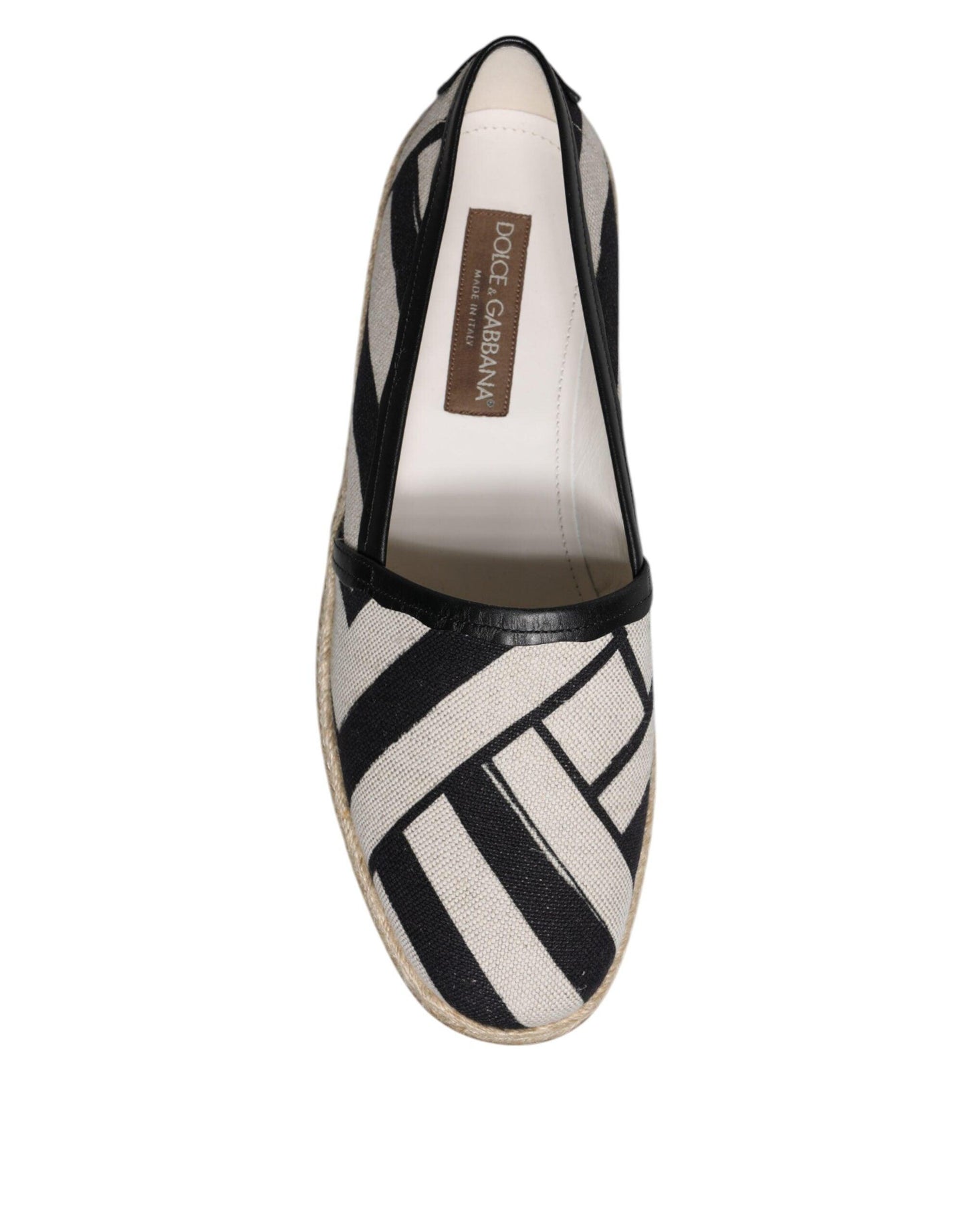 Dolce & Gabbana Black White Stripes Slip On Espadrille Shoes - Arichezz.store