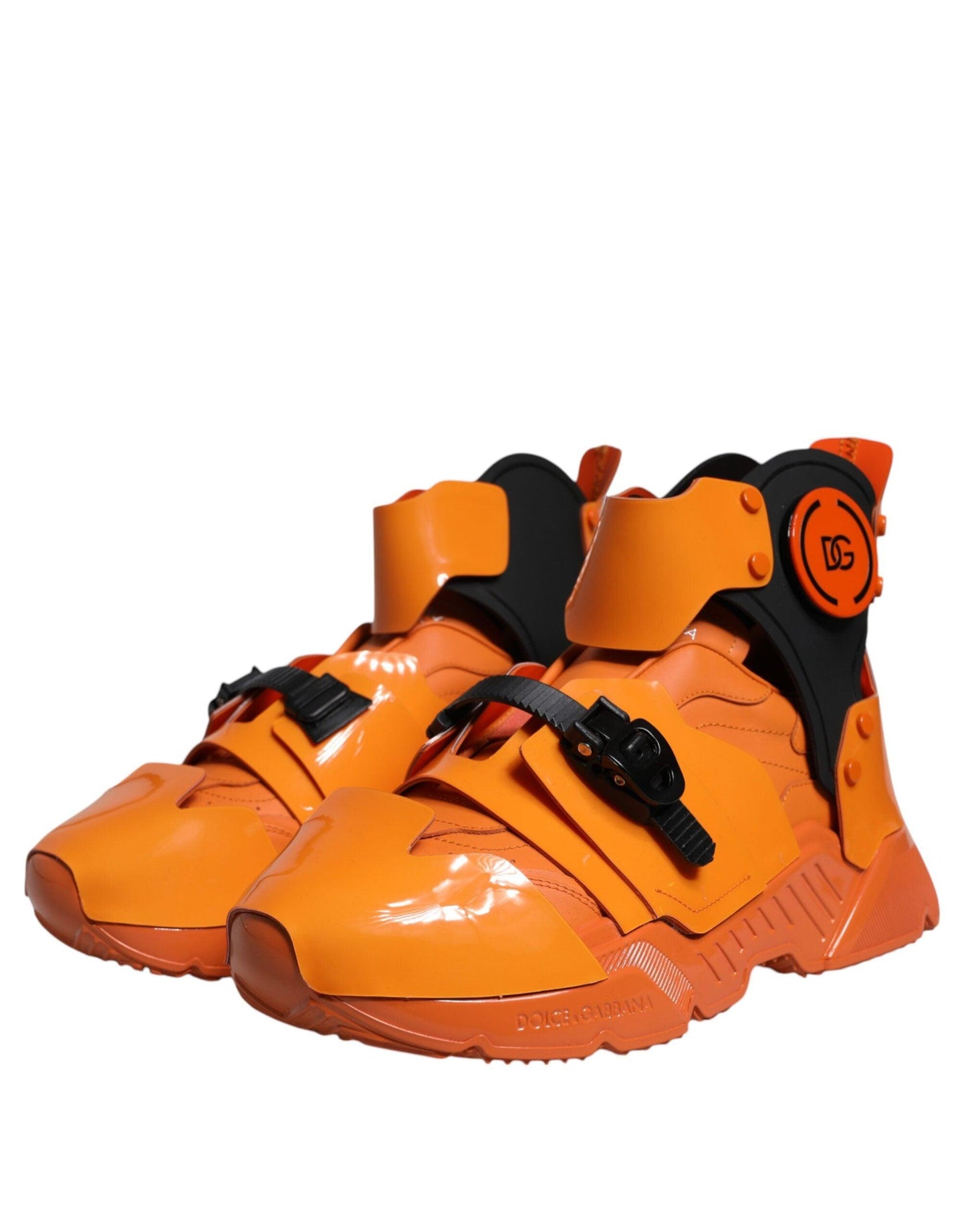 Dolce & Gabbana Orange Multi Panel Chunky High Top Sneakers Shoes - Arichezz.store