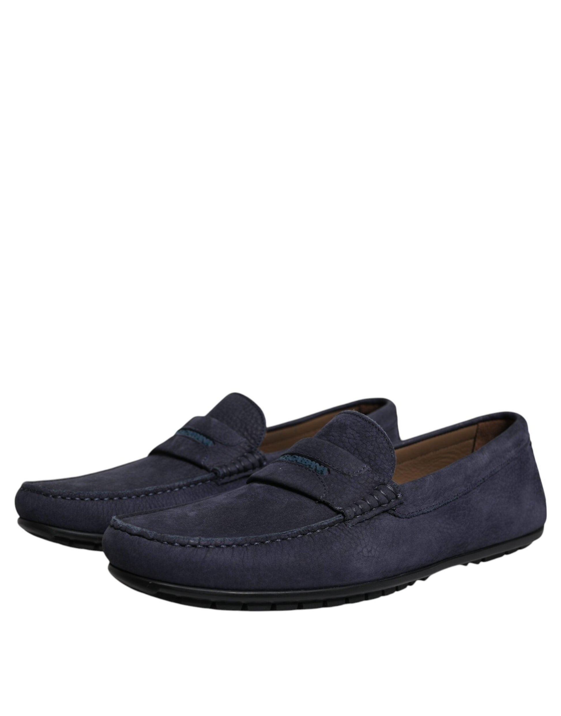 Dolce & Gabbana Blue Calf Leather Slip On Men Moccasin Shoes - Arichezz.store