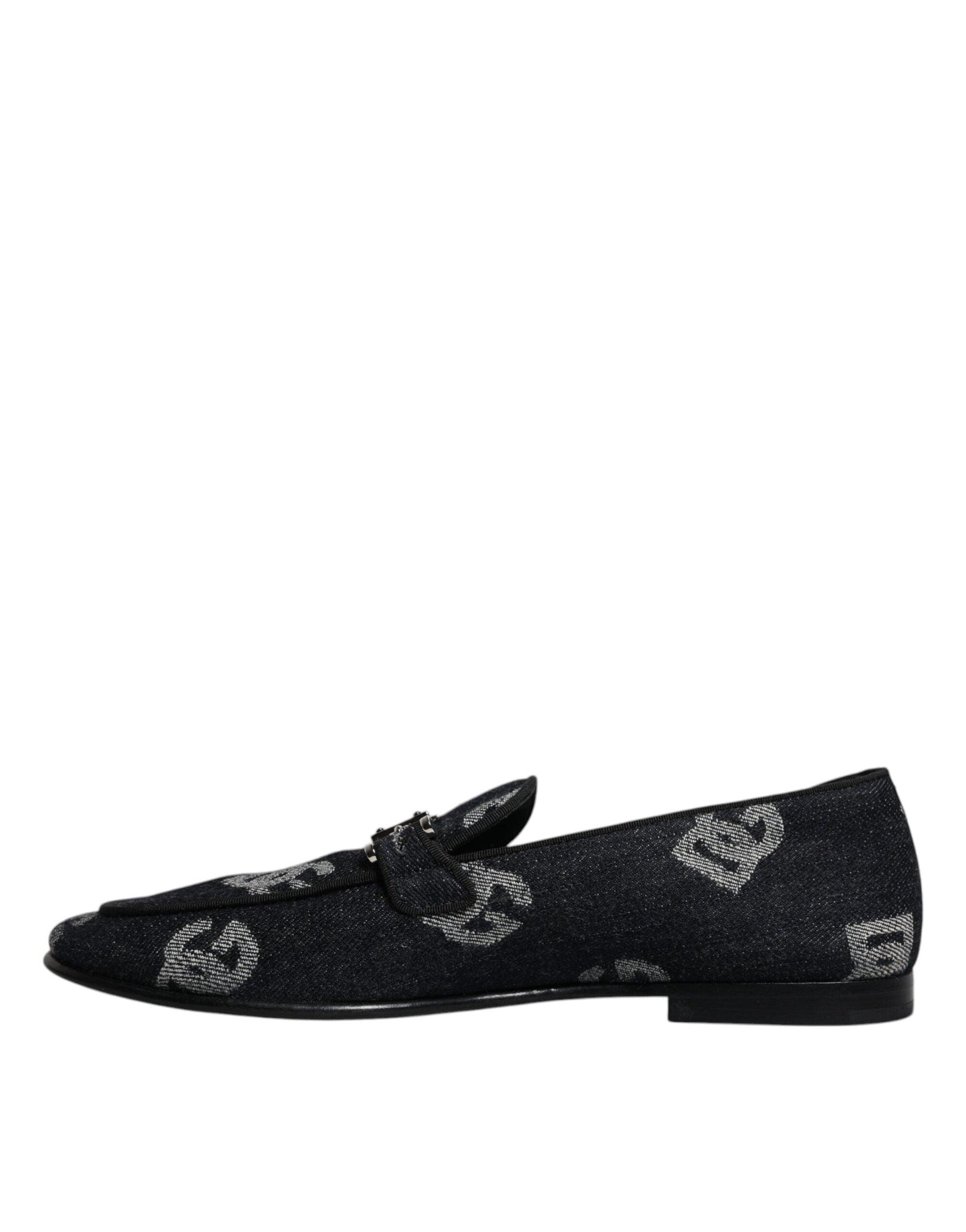 Dolce & Gabbana Black Logo Cotton Loafers Formal Dress Shoes - Arichezz.store