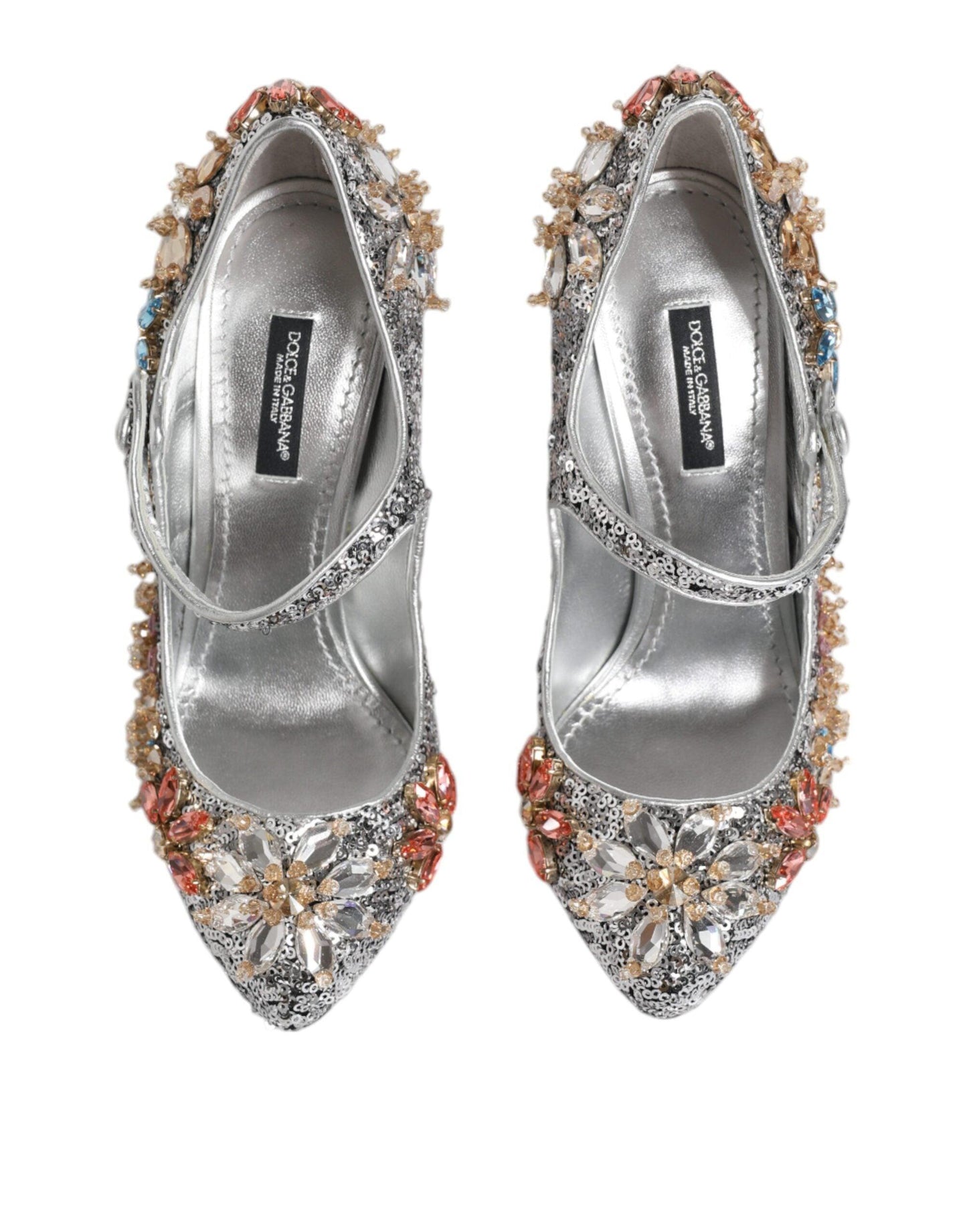 Dolce & Gabbana Silver Sequin Embellished Heels Pumps Shoes - Arichezz.store