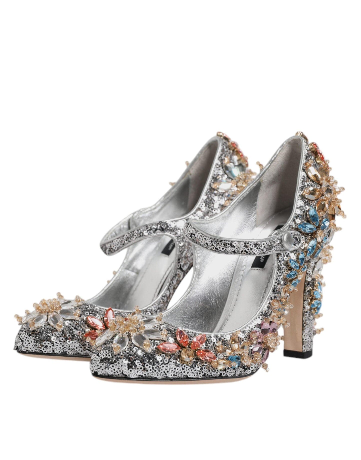 Dolce & Gabbana Silver Sequin Embellished Heels Pumps Shoes - Arichezz.store