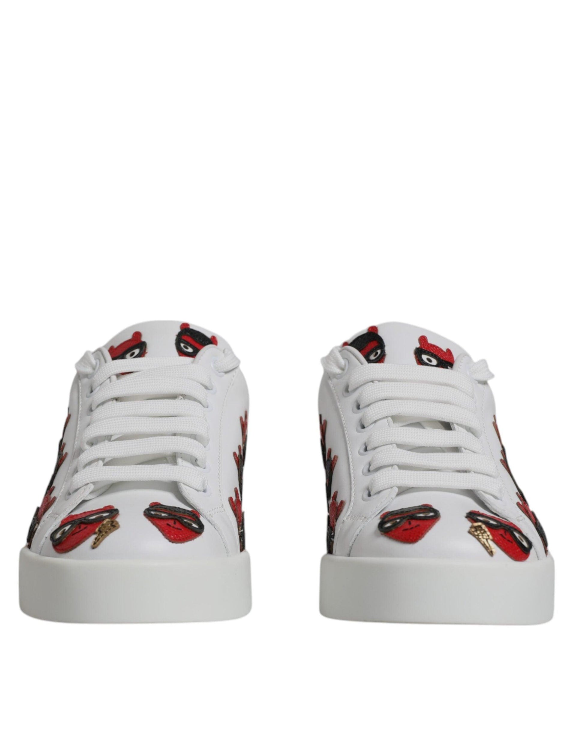 Dolce & Gabbana White Devil Face Portofino Sneakers Shoes - Arichezz.store