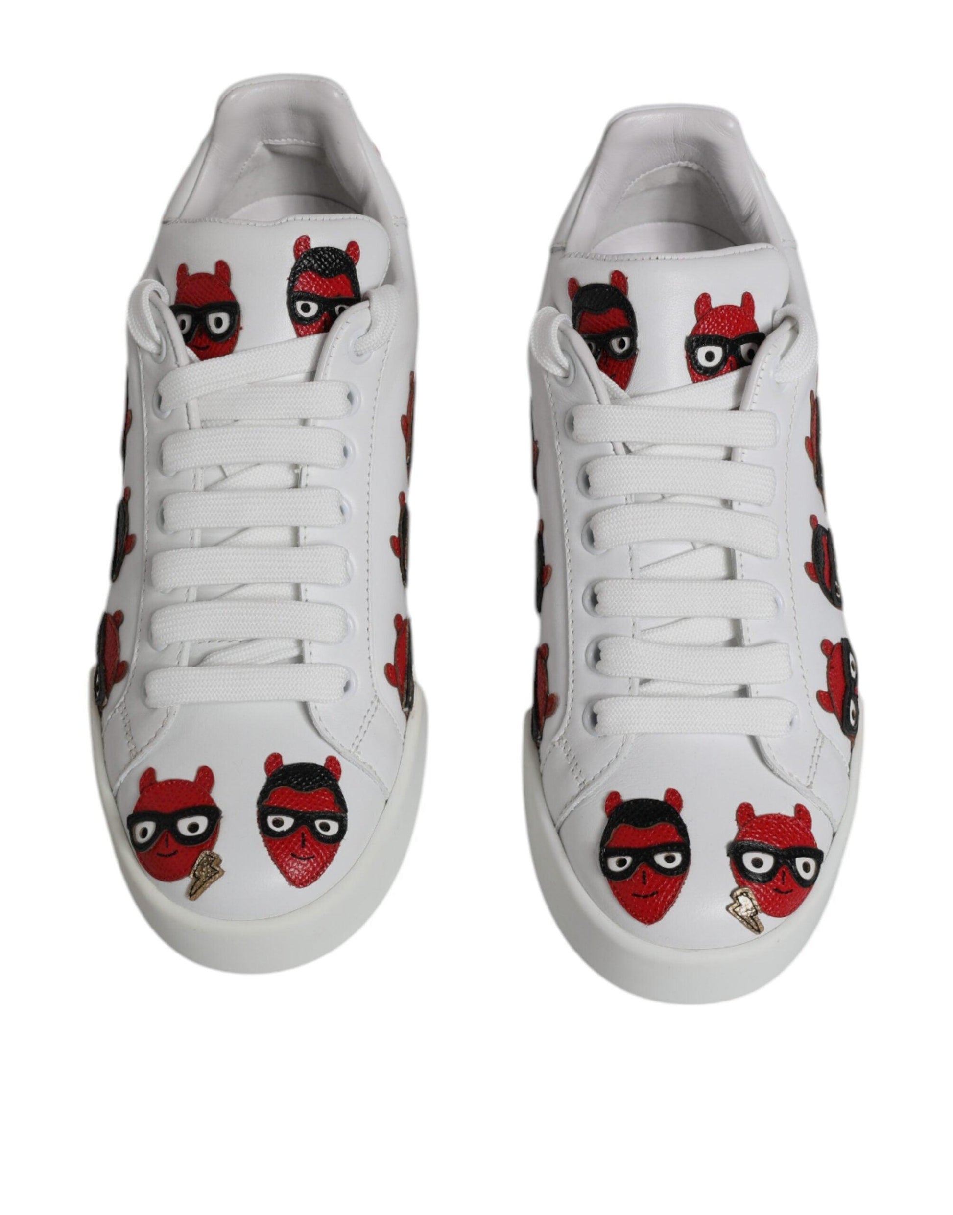 Dolce & Gabbana White Devil Face Portofino Sneakers Shoes - Arichezz.store