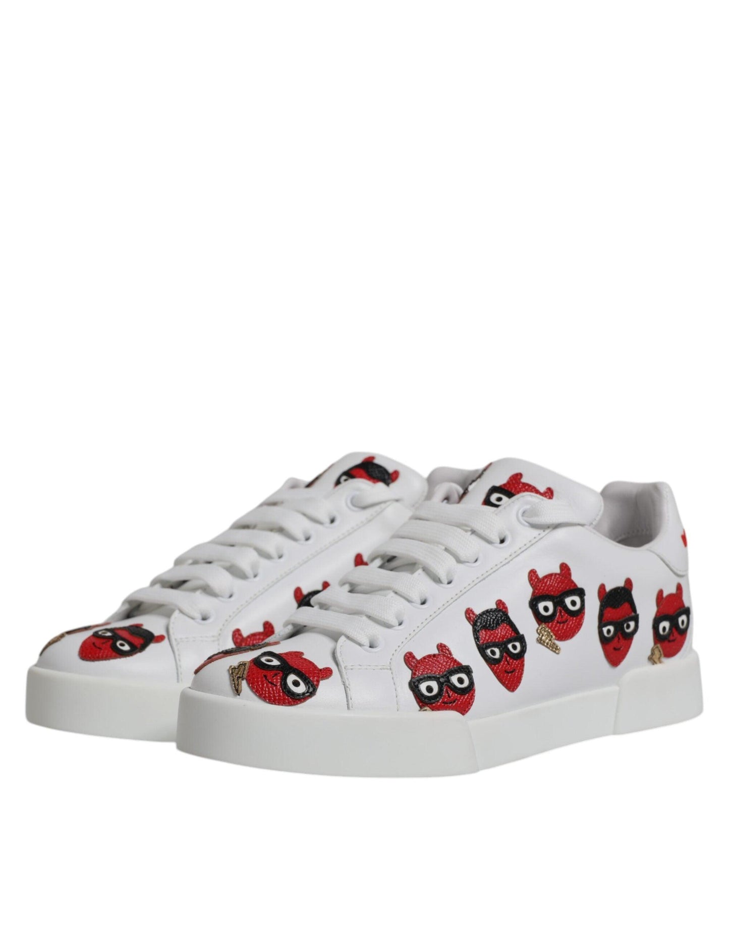 Dolce & Gabbana White Devil Face Portofino Sneakers Shoes - Arichezz.store