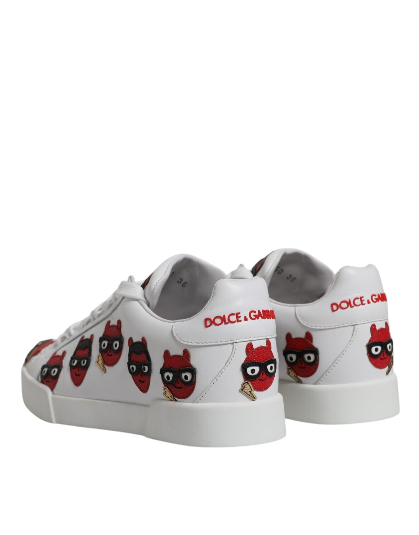 Dolce & Gabbana White Devil Face Portofino Sneakers Shoes - Arichezz.store