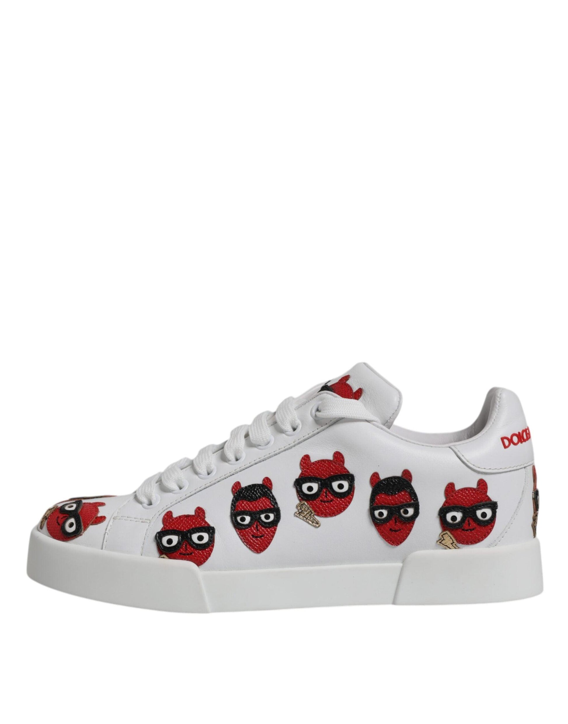 Dolce & Gabbana White Devil Face Portofino Sneakers Shoes - Arichezz.store