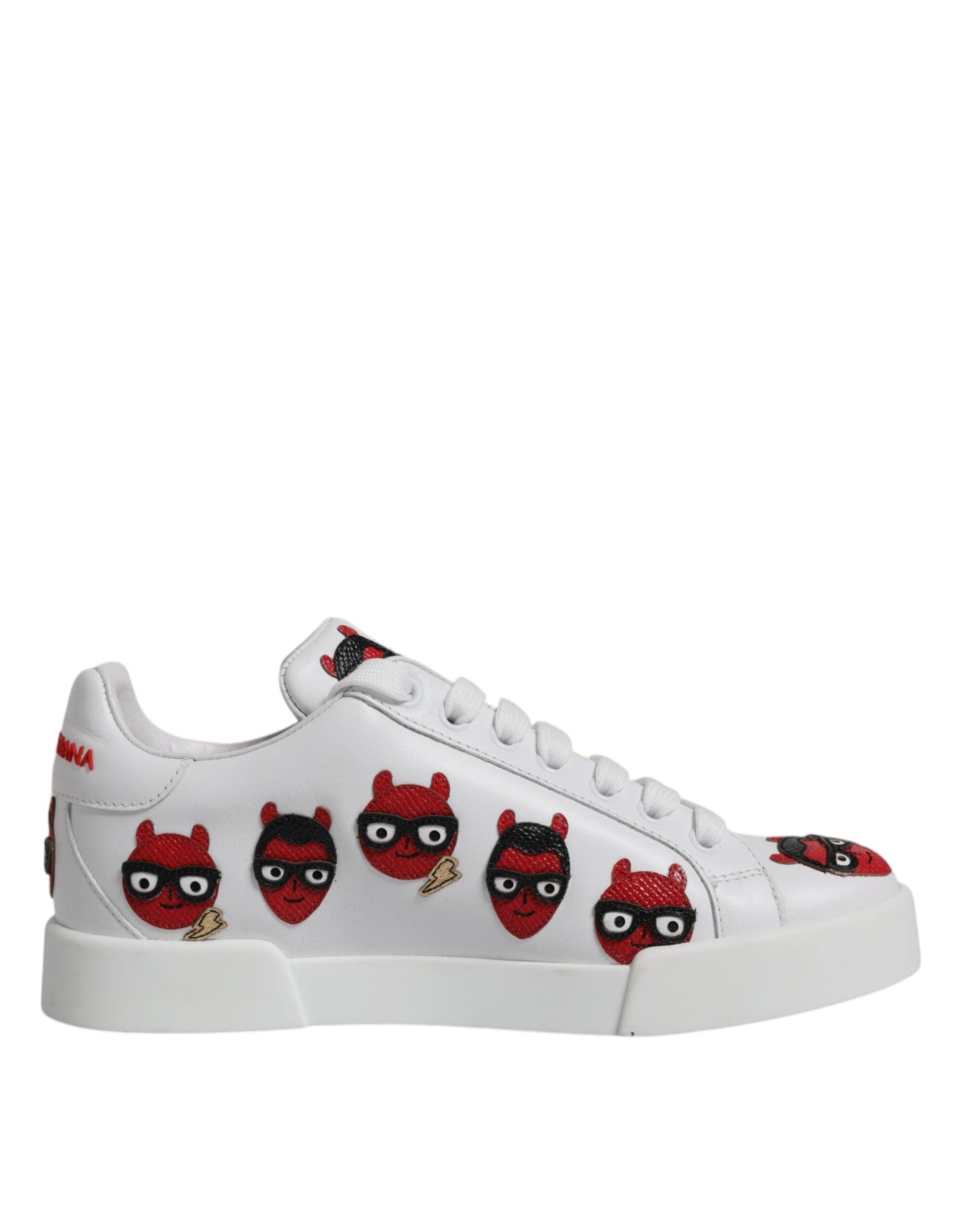 Dolce & Gabbana White Devil Face Portofino Sneakers Shoes - Arichezz.store