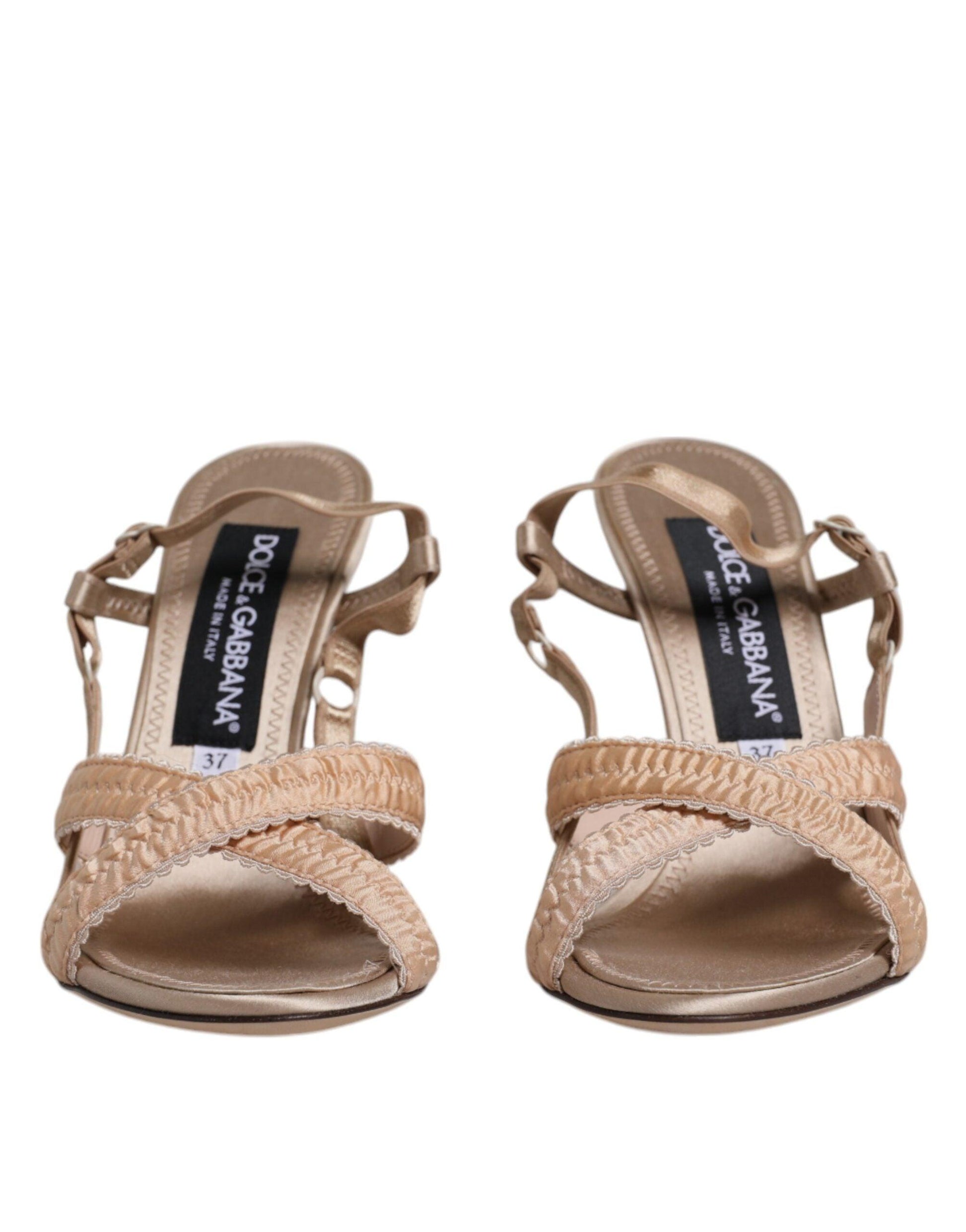 Dolce & Gabbana Beige Keira Slingback Heels Sandals Shoes - Arichezz.store