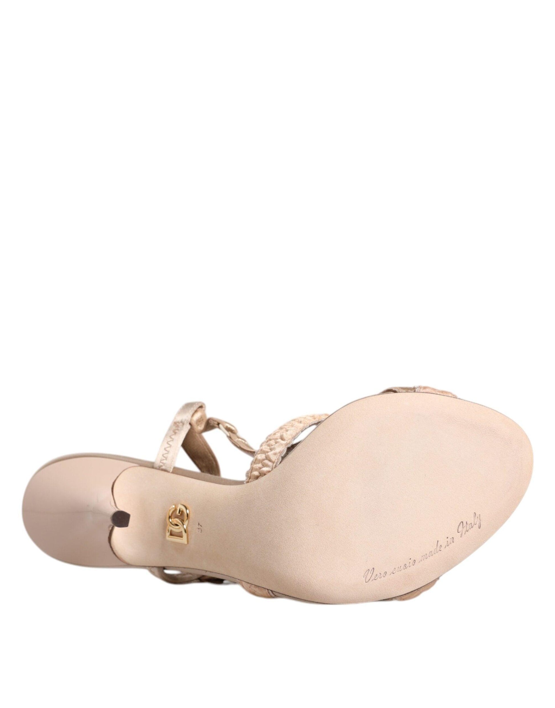 Dolce & Gabbana Beige Keira Slingback Heels Sandals Shoes - Arichezz.store