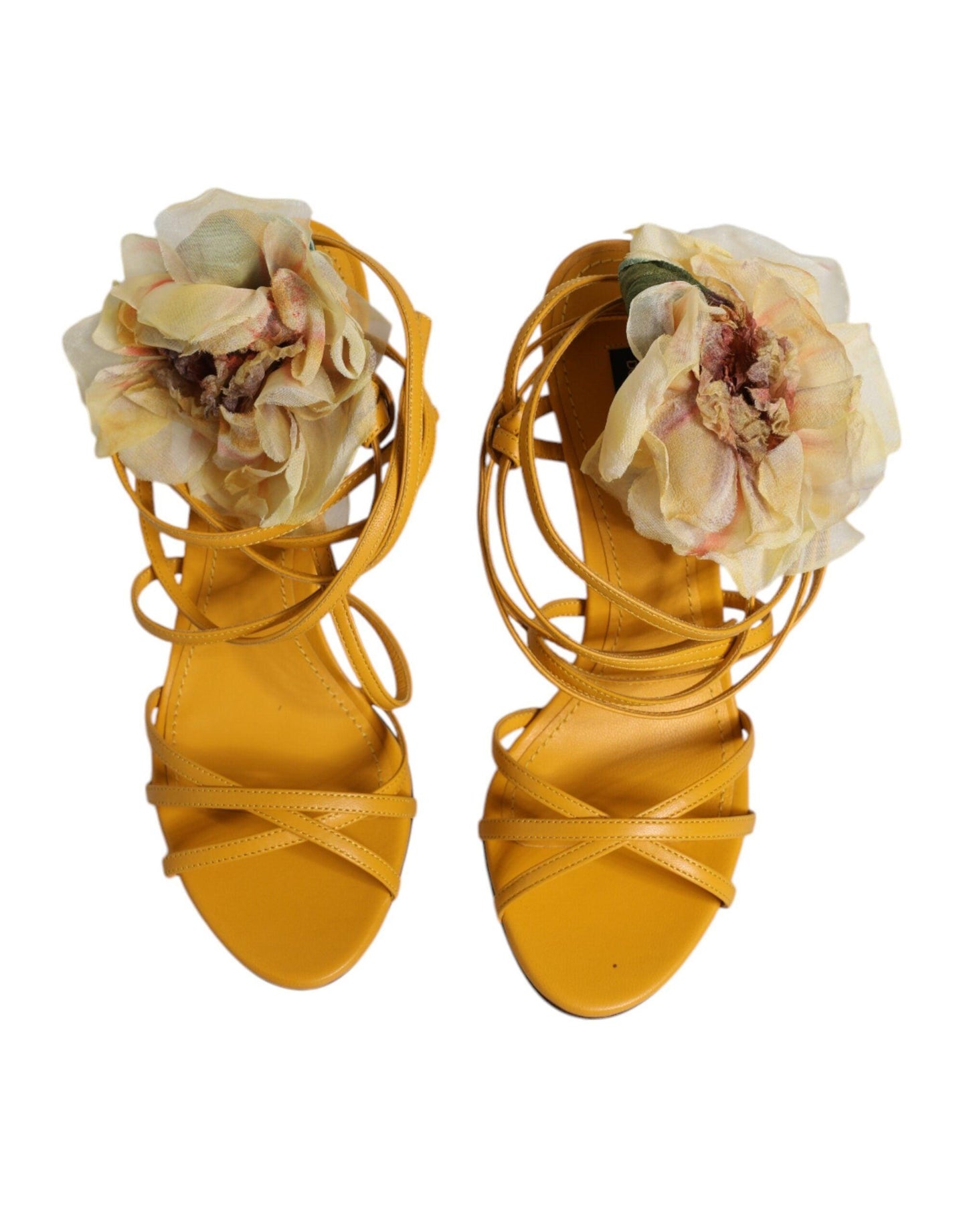 Dolce & Gabbana Orange Flower Applique Keira Sandals Shoes - Arichezz.store