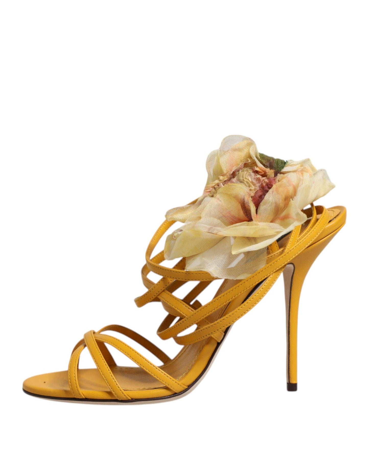 Dolce & Gabbana Orange Flower Applique Keira Sandals Shoes - Arichezz.store