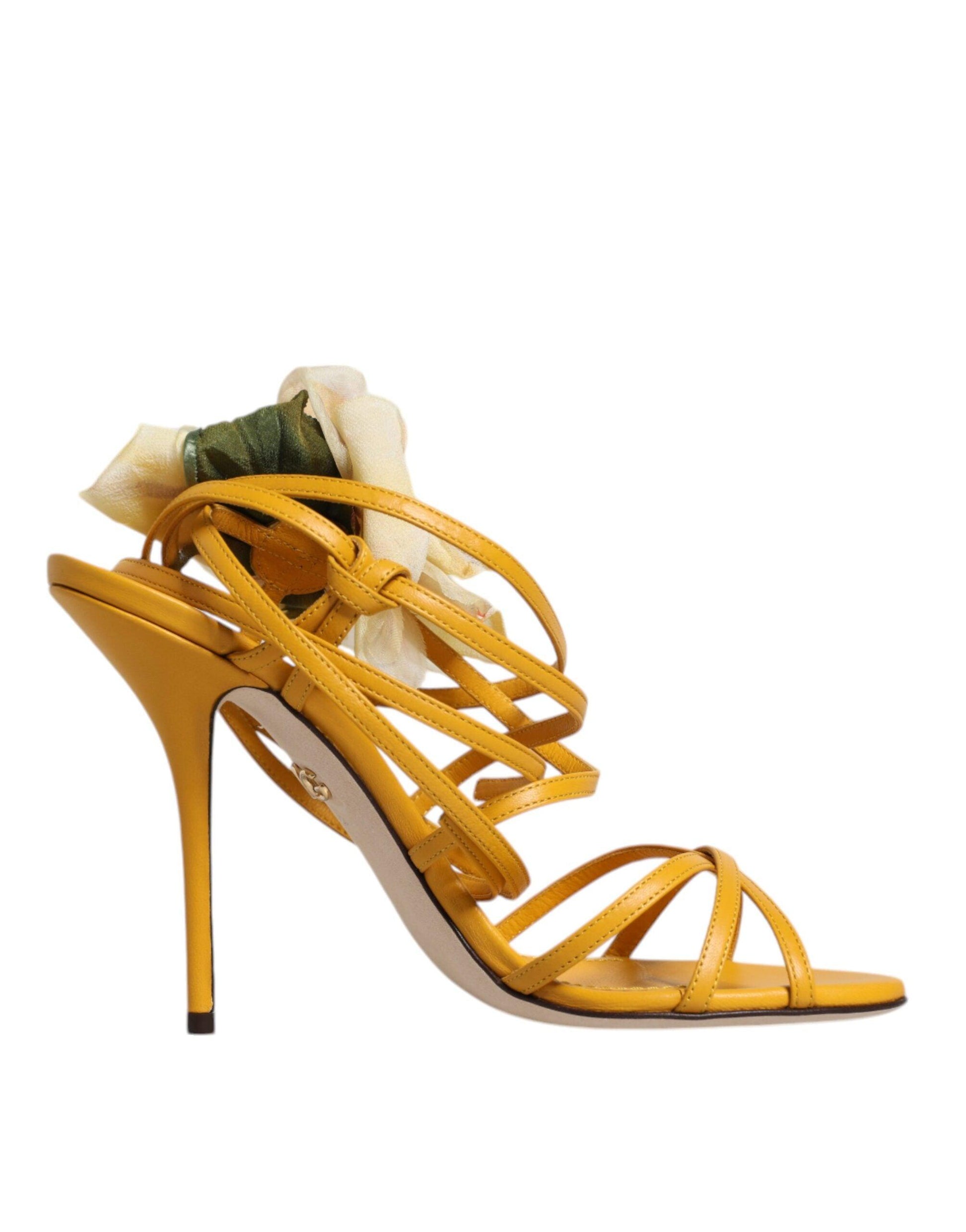 Dolce & Gabbana Orange Flower Applique Keira Sandals Shoes - Arichezz.store