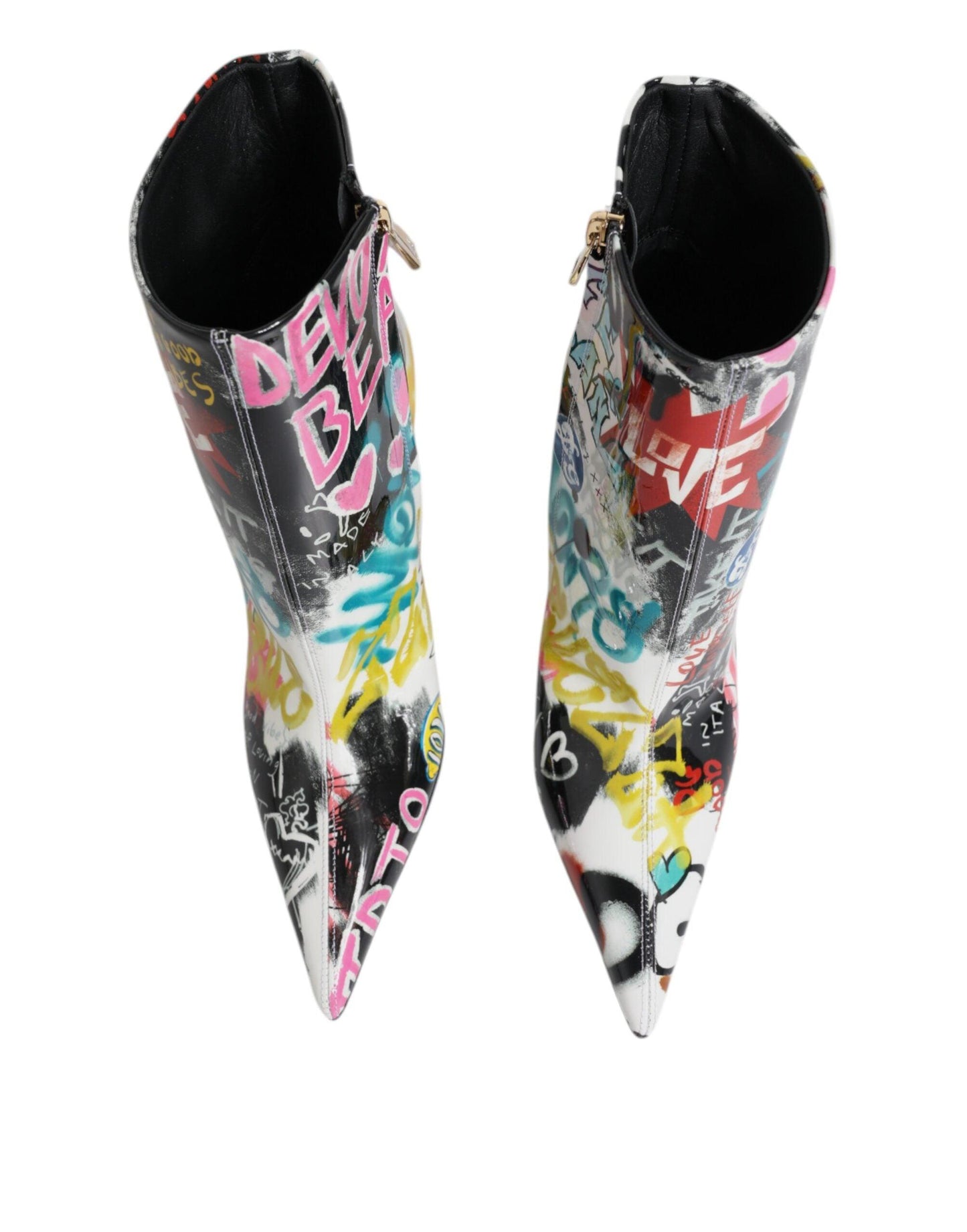 Dolce & Gabbana Multicolor Graffiti Keira Mid Calf Boots Shoes - Arichezz.store