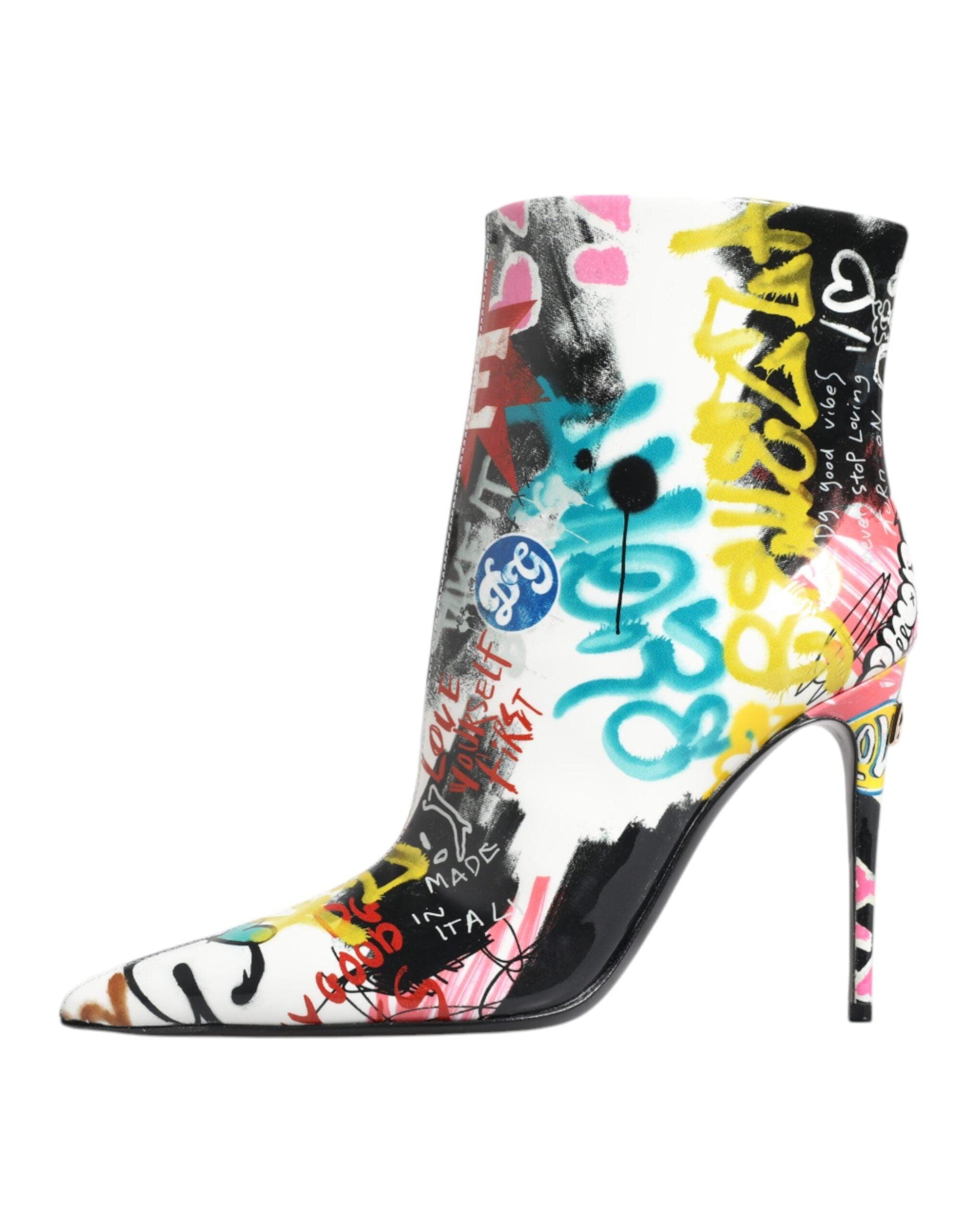 Dolce & Gabbana Multicolor Graffiti Keira Mid Calf Boots Shoes - Arichezz.store