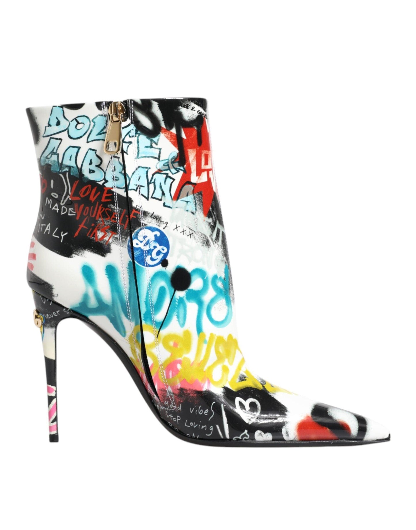 Dolce & Gabbana Multicolor Graffiti Keira Mid Calf Boots Shoes - Arichezz.store