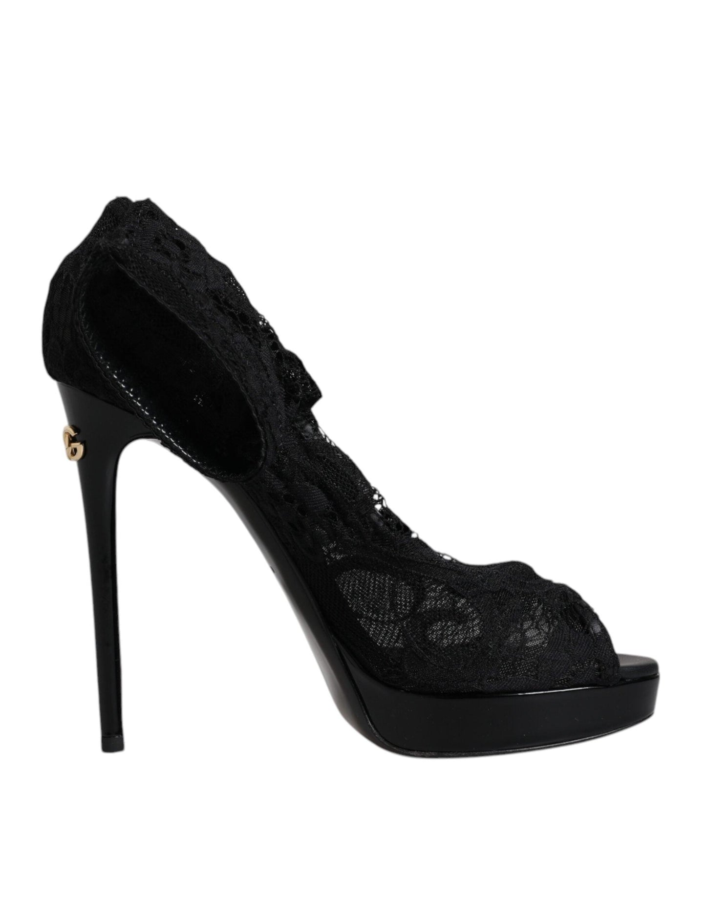 Dolce & Gabbana Black Stretch Taormina Lace Boots Shoes - Arichezz.store