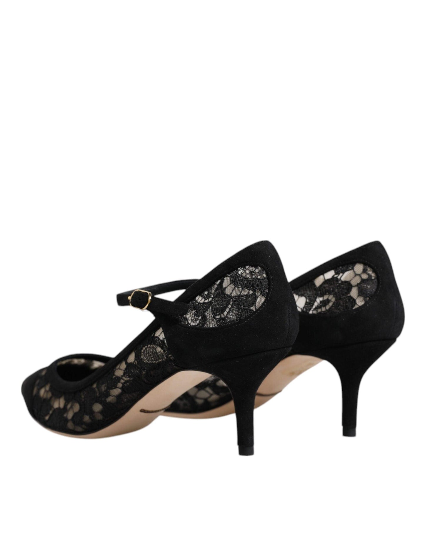 Dolce & Gabbana Black Mary Jane Taormina Lace Pumps Shoes - Arichezz.store