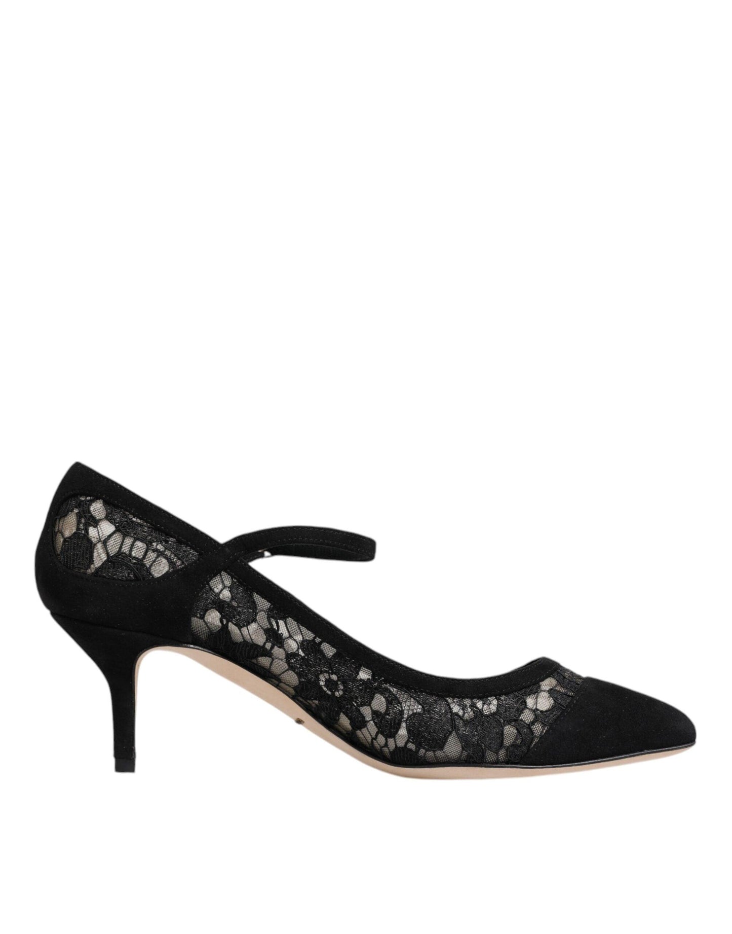 Dolce & Gabbana Black Mary Jane Taormina Lace Pumps Shoes - Arichezz.store