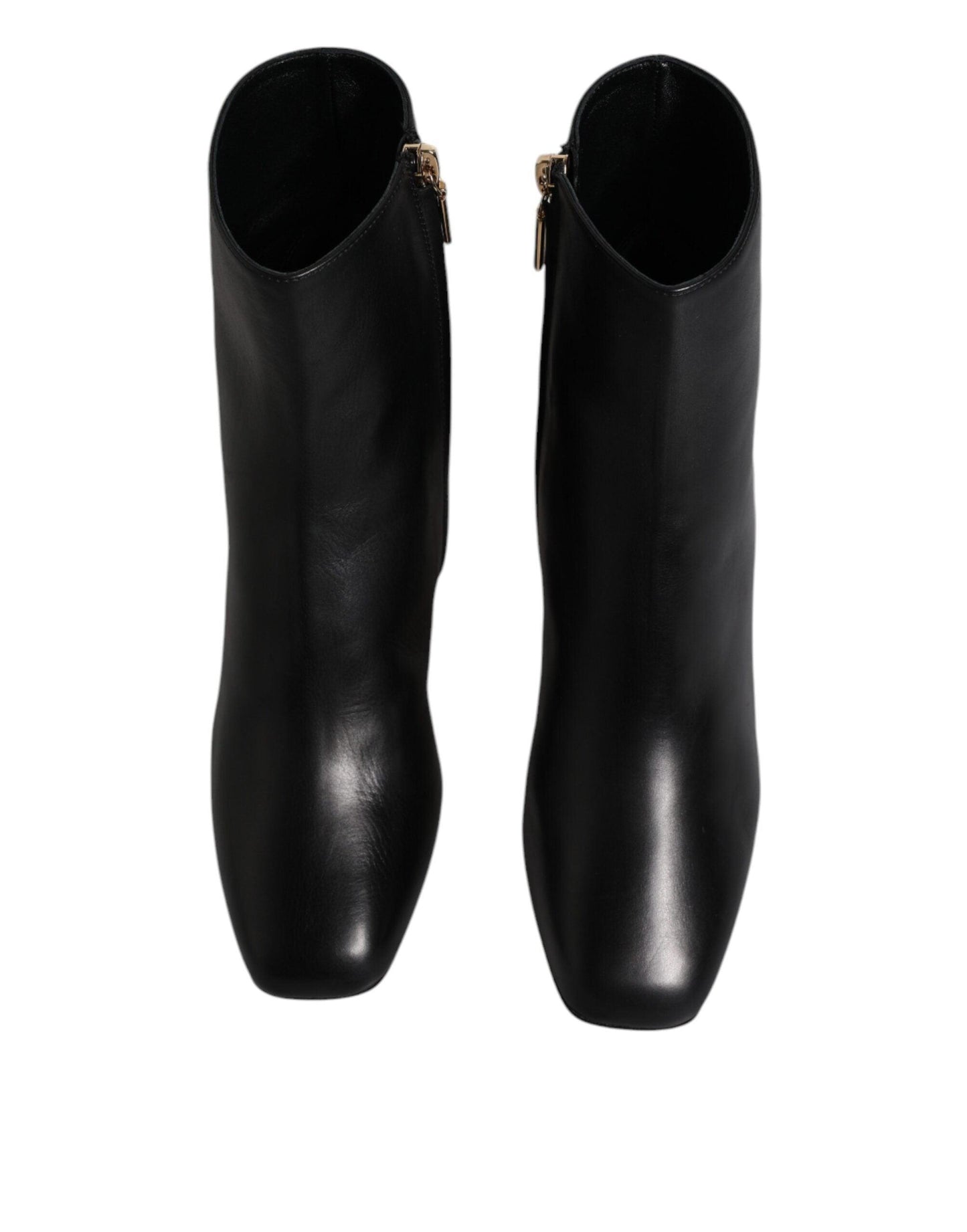 Dolce & Gabbana Black Jackie Leather Mid Calf Boots Shoes - Arichezz.store