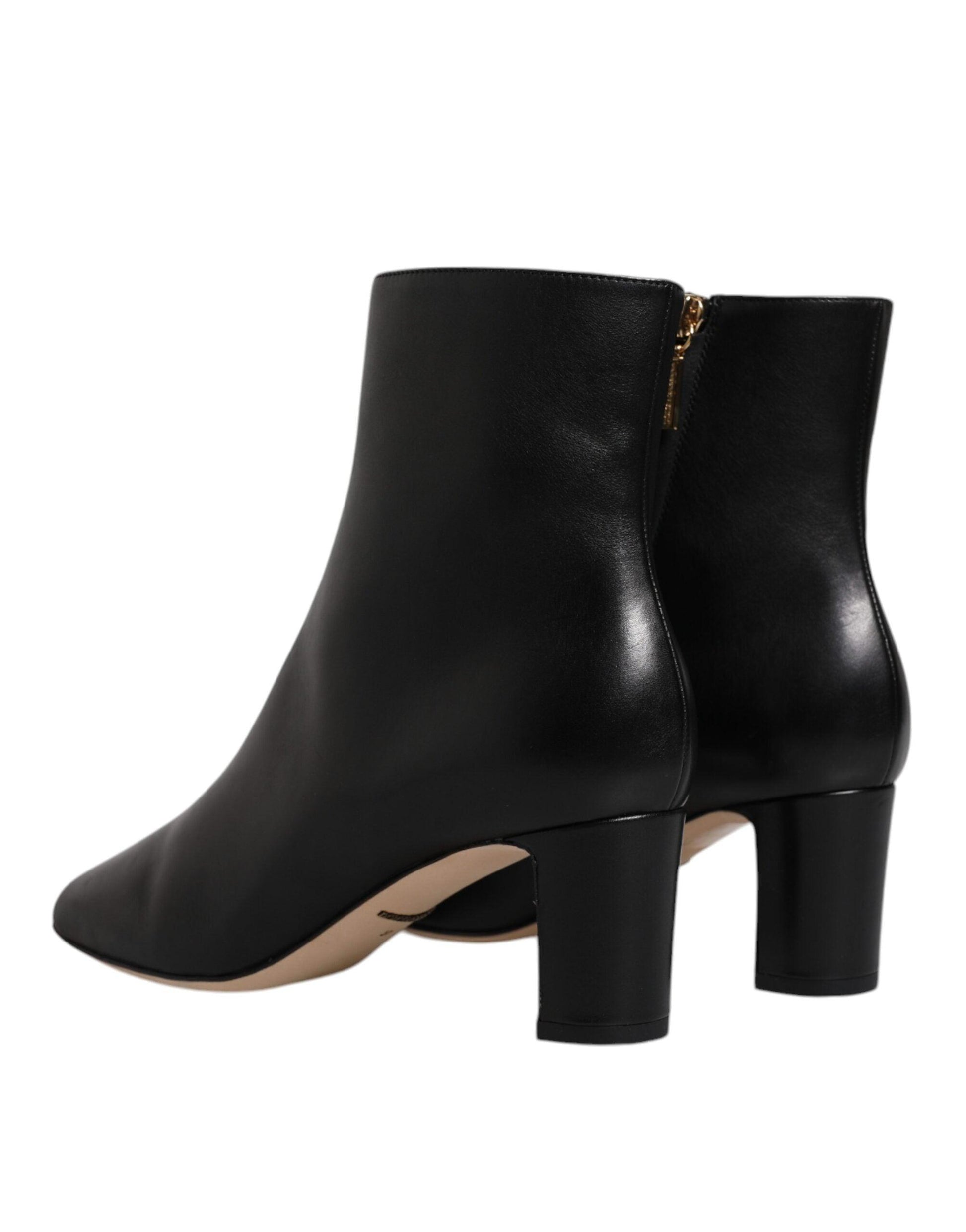 Dolce & Gabbana Black Jackie Leather Mid Calf Boots Shoes - Arichezz.store