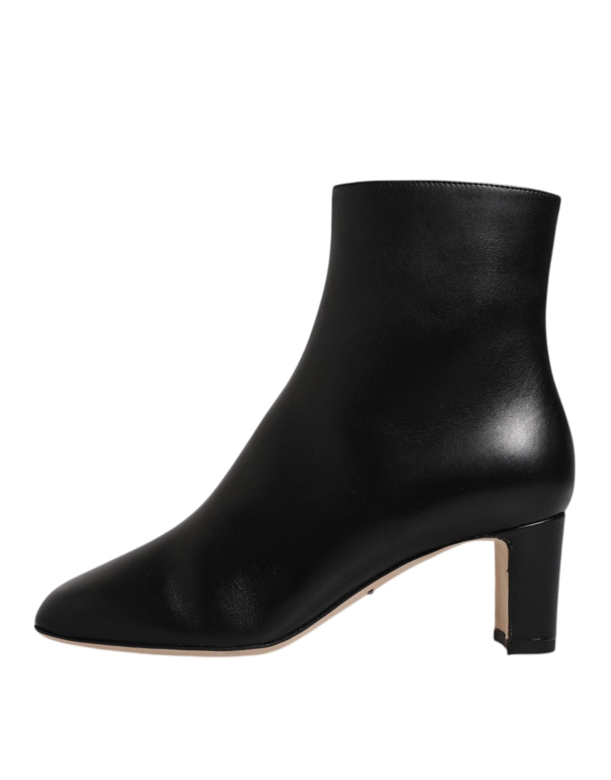 Dolce & Gabbana Black Jackie Leather Mid Calf Boots Shoes - Arichezz.store