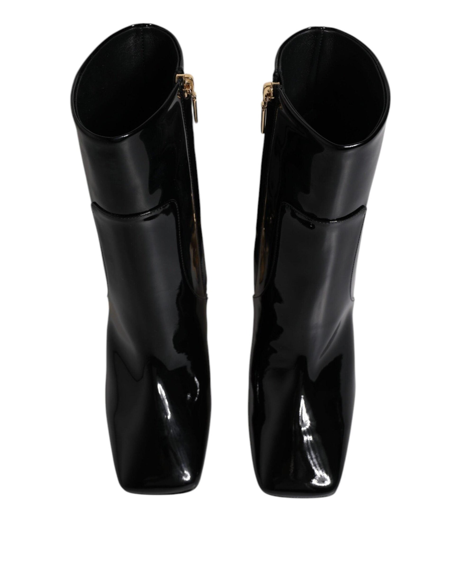 Dolce & Gabbana Black Jackie Leather Mid Calf Boots Shoes - Arichezz.store