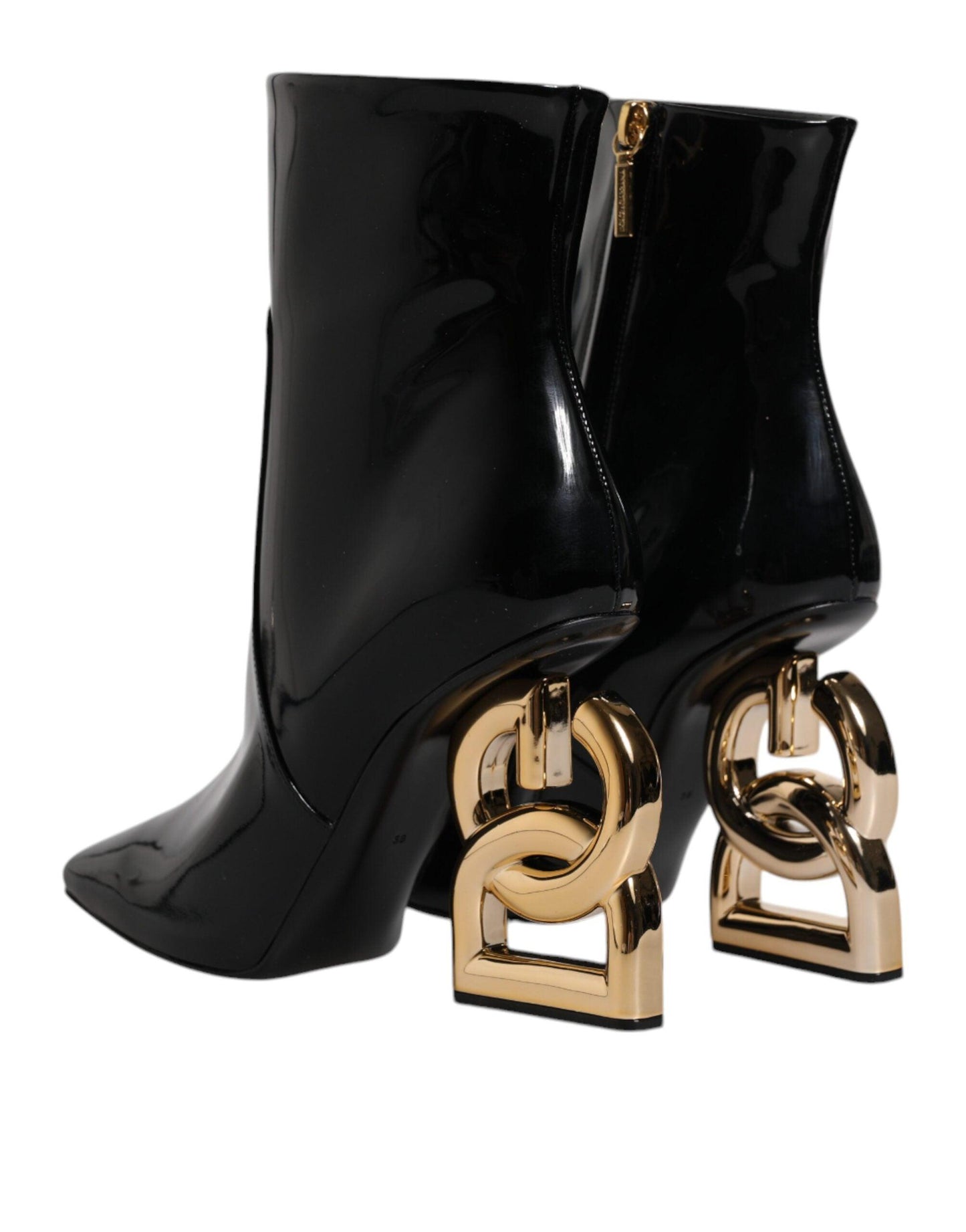 Dolce & Gabbana Black Jackie Leather Mid Calf Boots Shoes - Arichezz.store