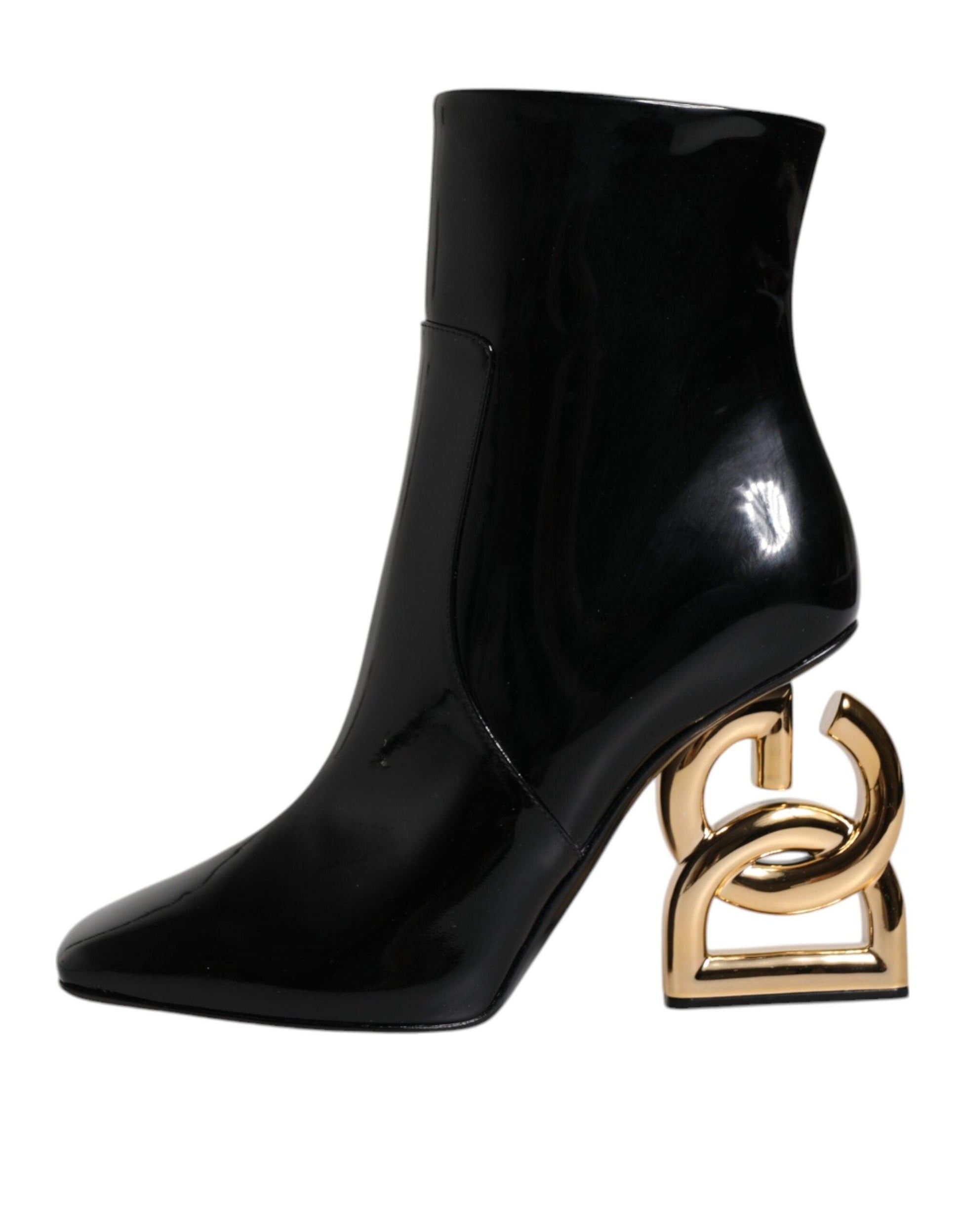 Dolce & Gabbana Black Jackie Leather Mid Calf Boots Shoes - Arichezz.store