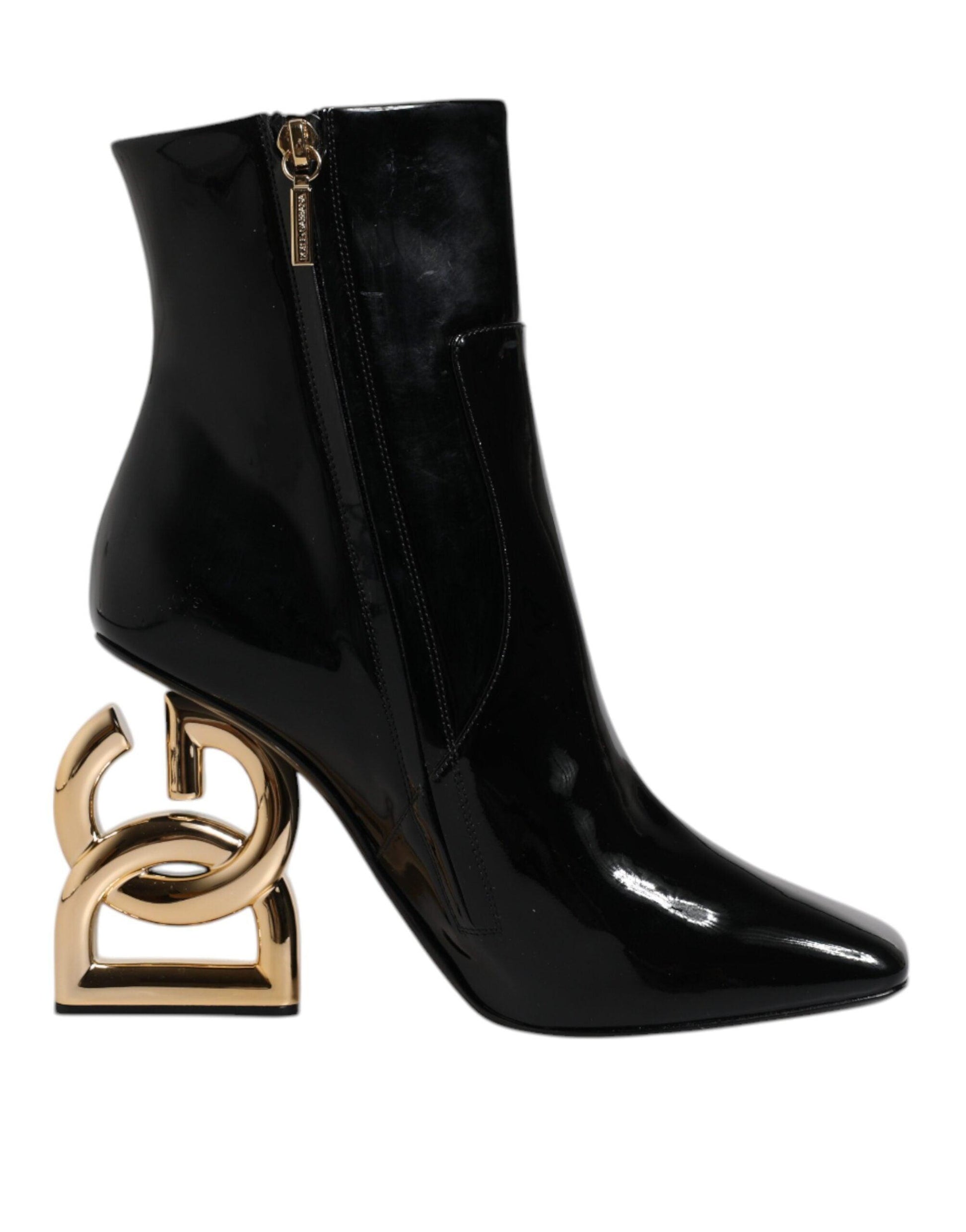 Dolce & Gabbana Black Jackie Leather Mid Calf Boots Shoes - Arichezz.store