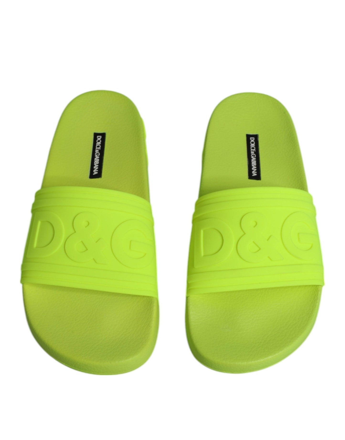 Dolce & Gabbana Green Rubber Slides Sandals Beachwear Shoes - Arichezz.store