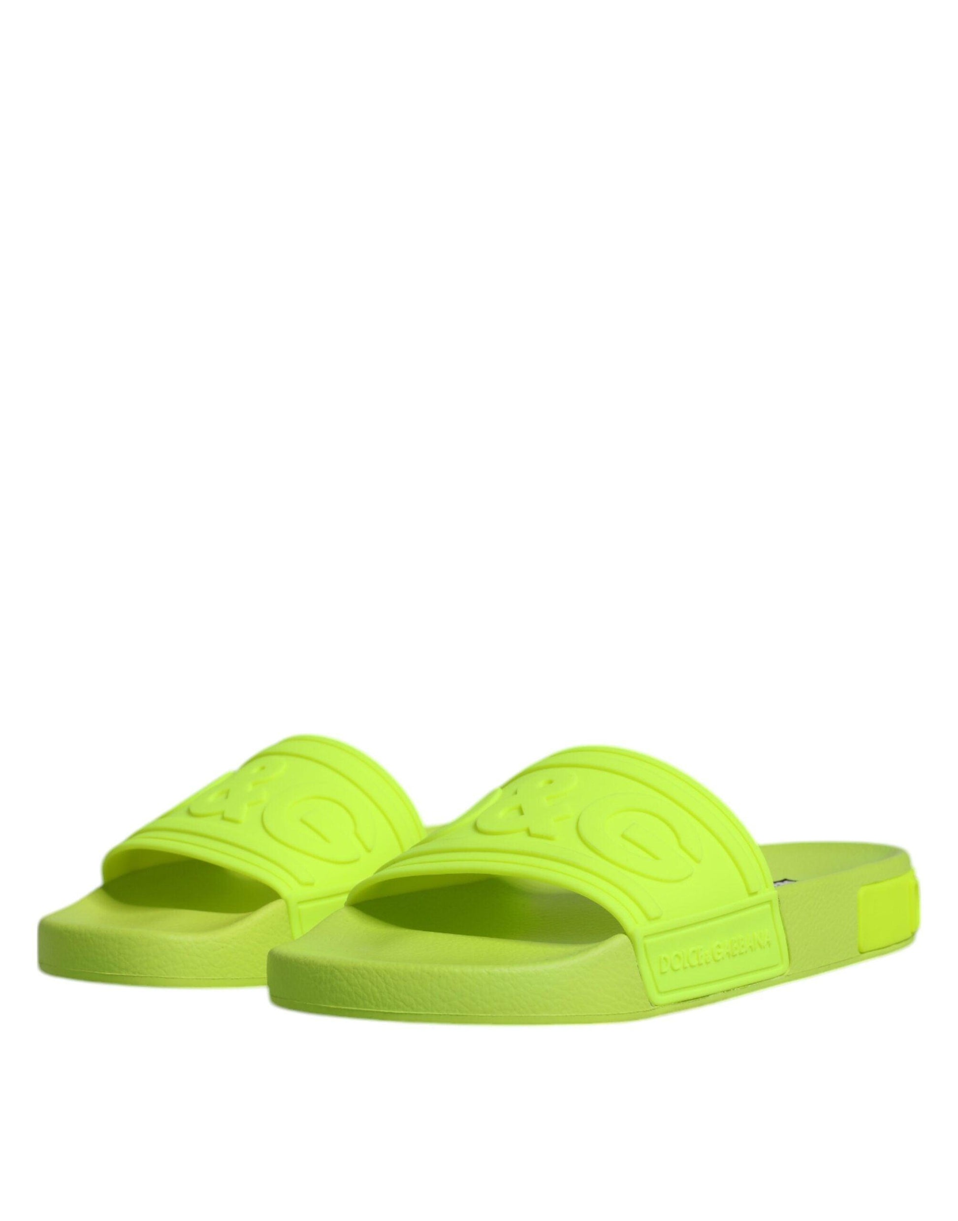 Dolce & Gabbana Green Rubber Slides Sandals Beachwear Shoes - Arichezz.store