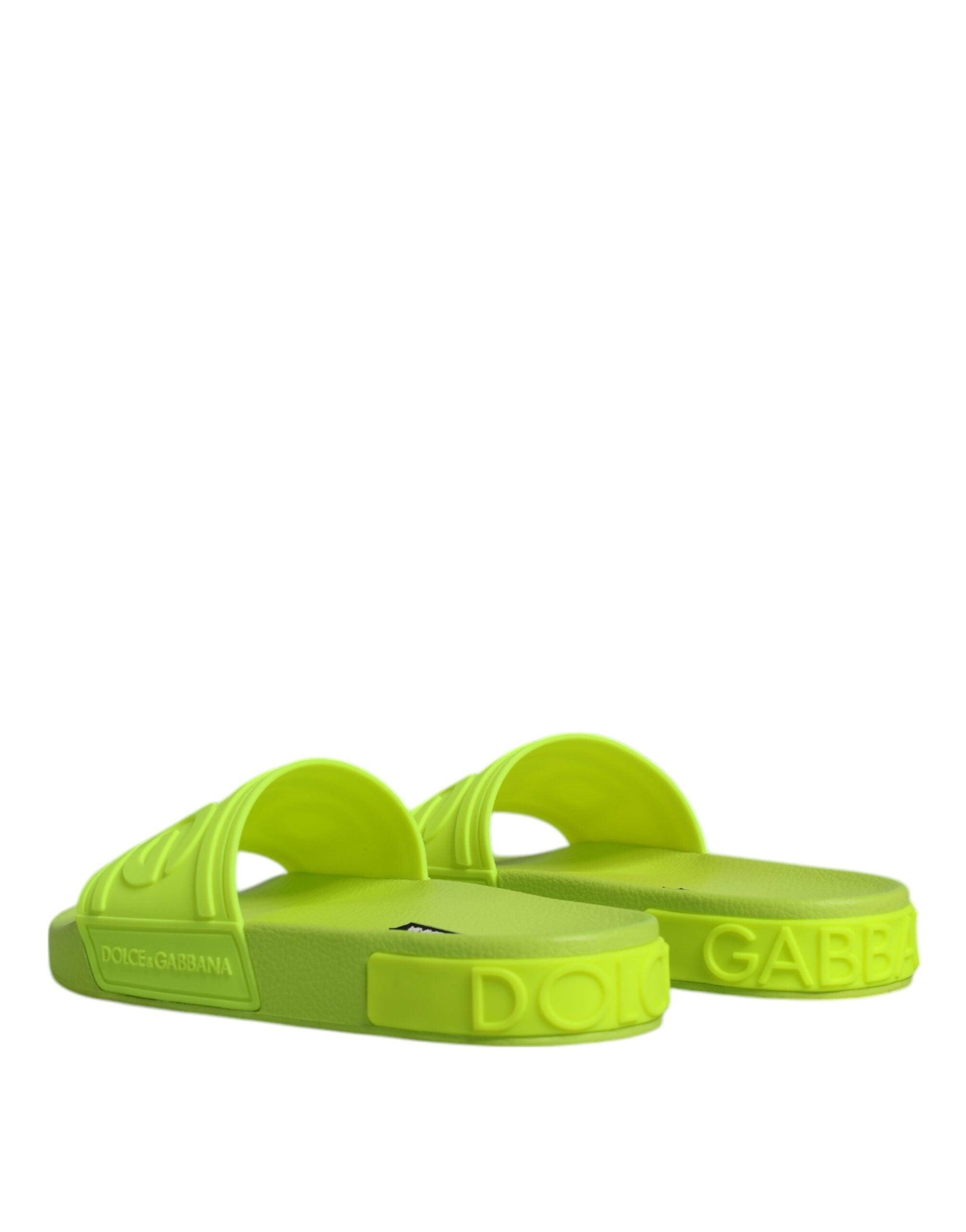 Dolce & Gabbana Green Rubber Slides Sandals Beachwear Shoes - Arichezz.store