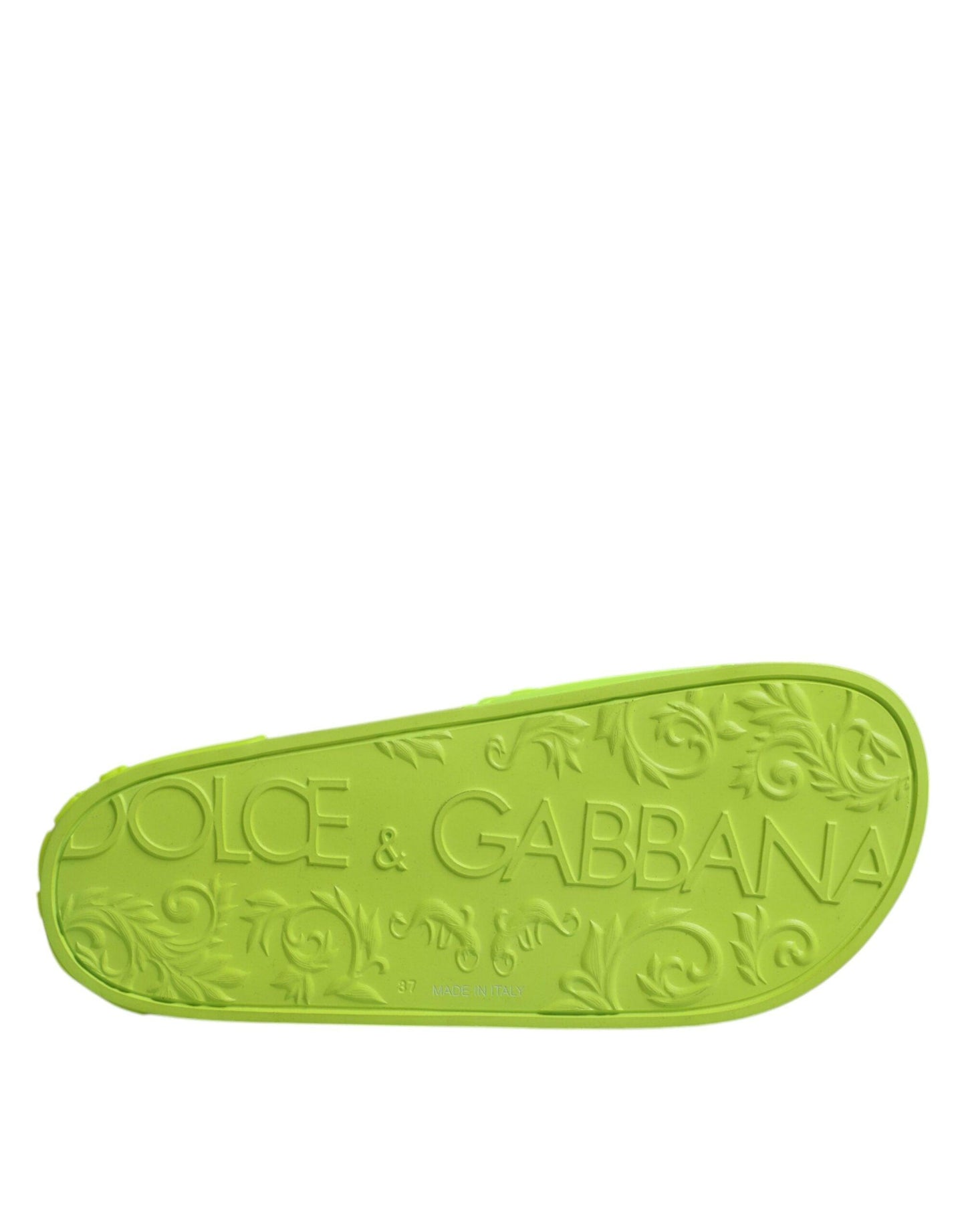 Dolce & Gabbana Green Rubber Slides Sandals Beachwear Shoes - Arichezz.store