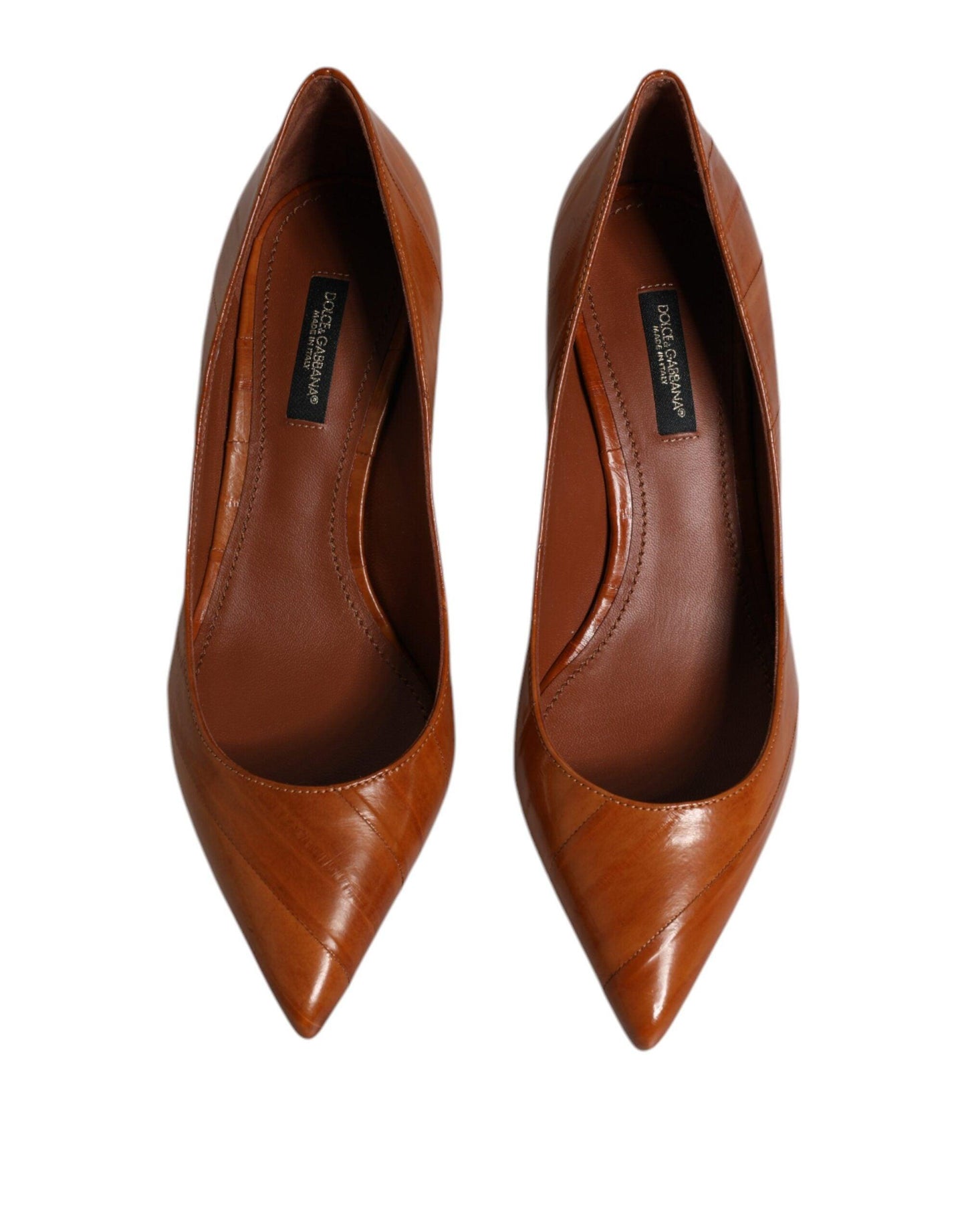 Dolce & Gabbana Brown Leather Kitten Heels Pumps Shoes - Arichezz.store